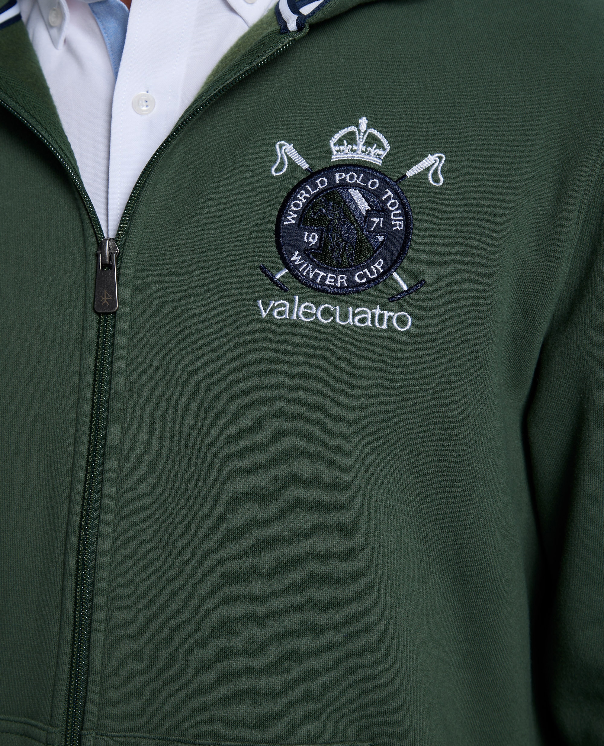 Sudadera de hombre de cierre con cremallera con capucha - Valecuatro - Verde oscuro Verde oscuro-6