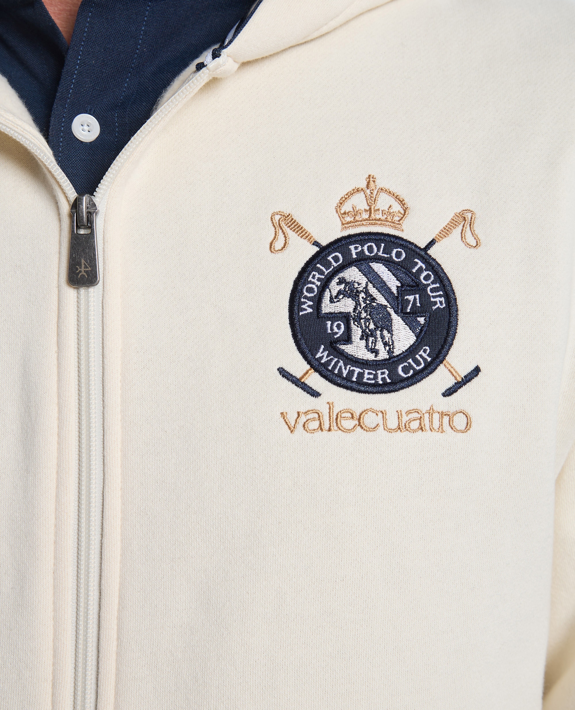Sudadera de hombre de cierre con cremallera con capucha - Valecuatro - Blanco roto Blanco roto-6