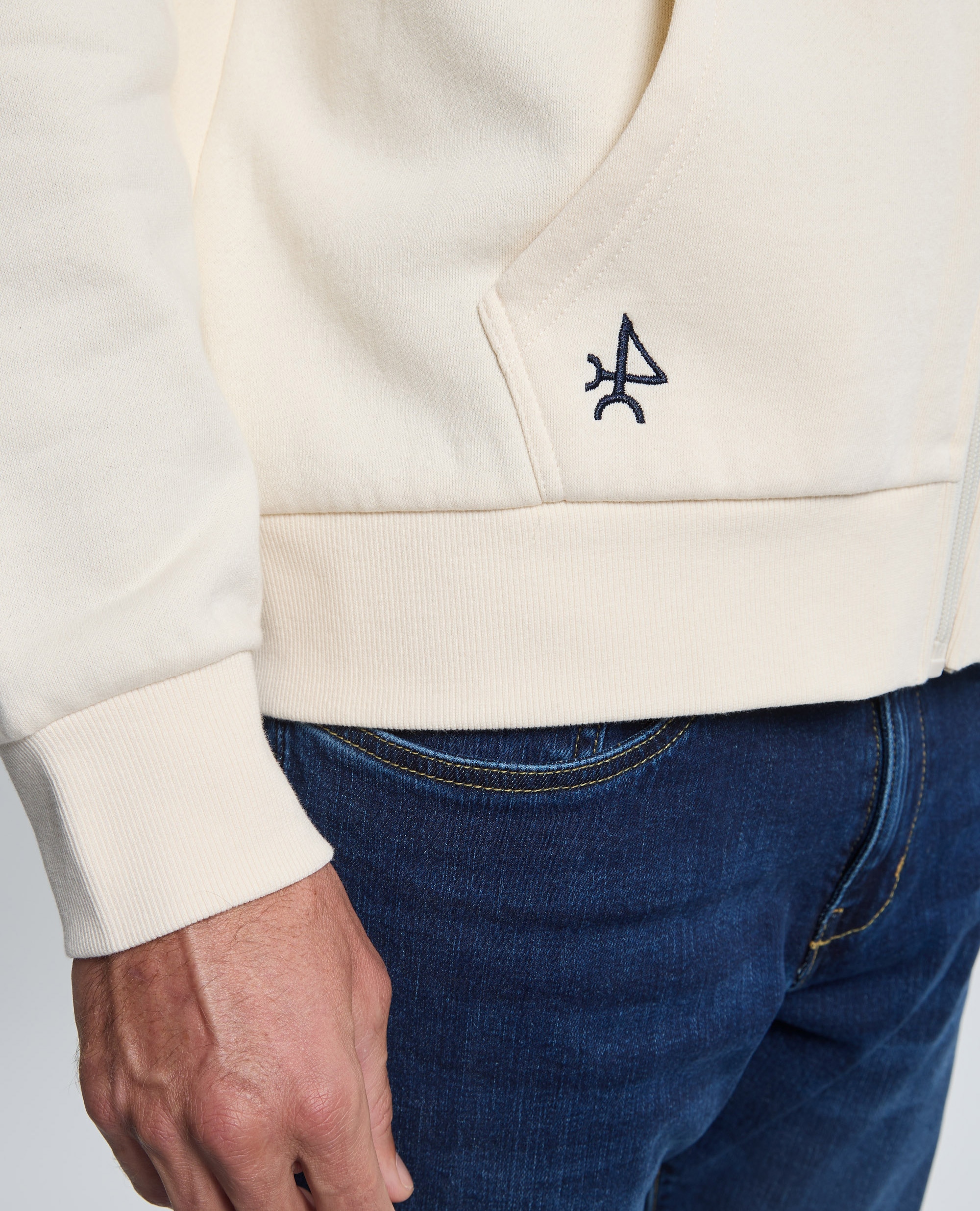 Sudadera de hombre de cierre con cremallera con capucha - Valecuatro - Blanco roto Blanco roto-7
