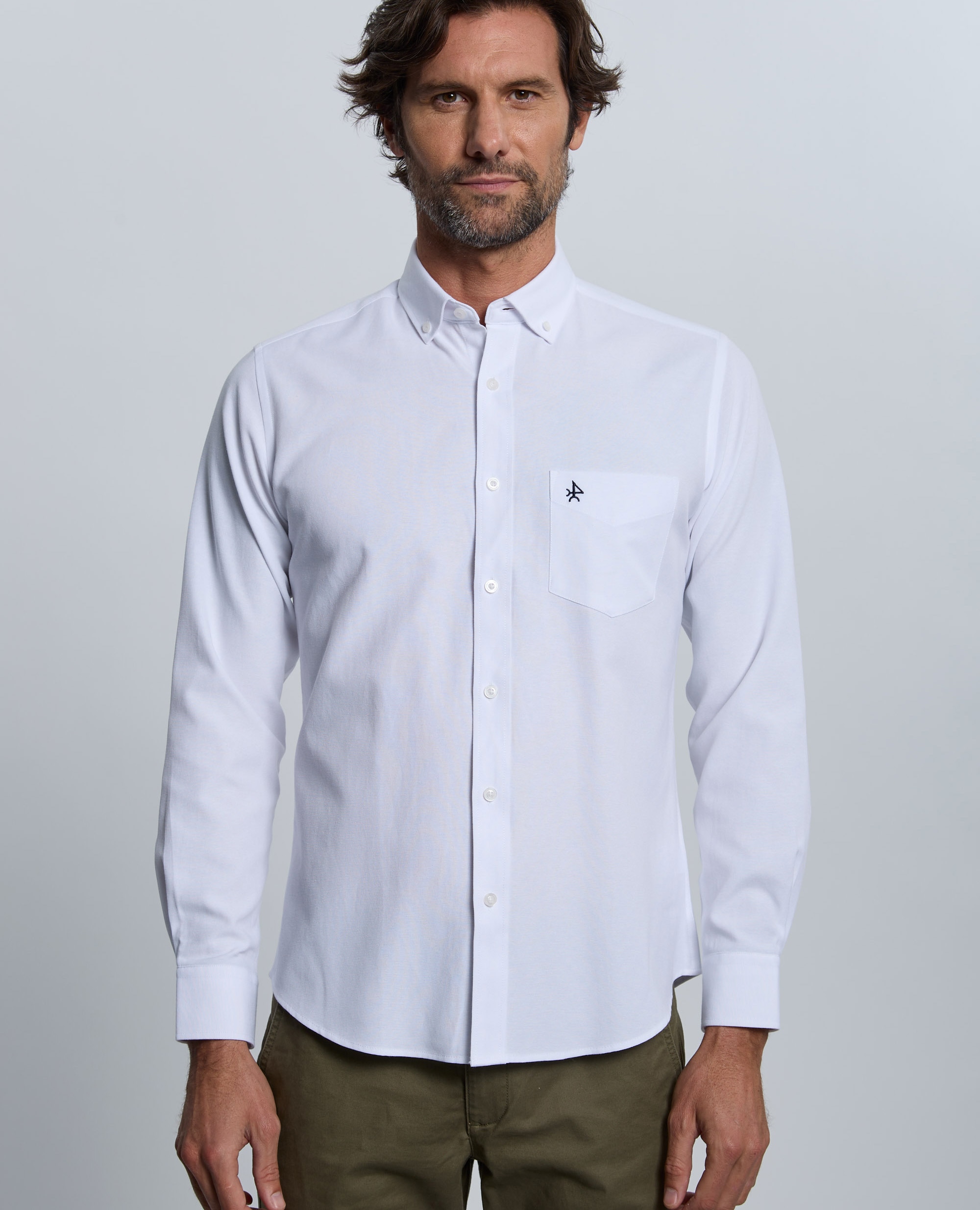 Camisa oxford de hombre corte classic lisa - Valecuatro - Blanco Blanco-1