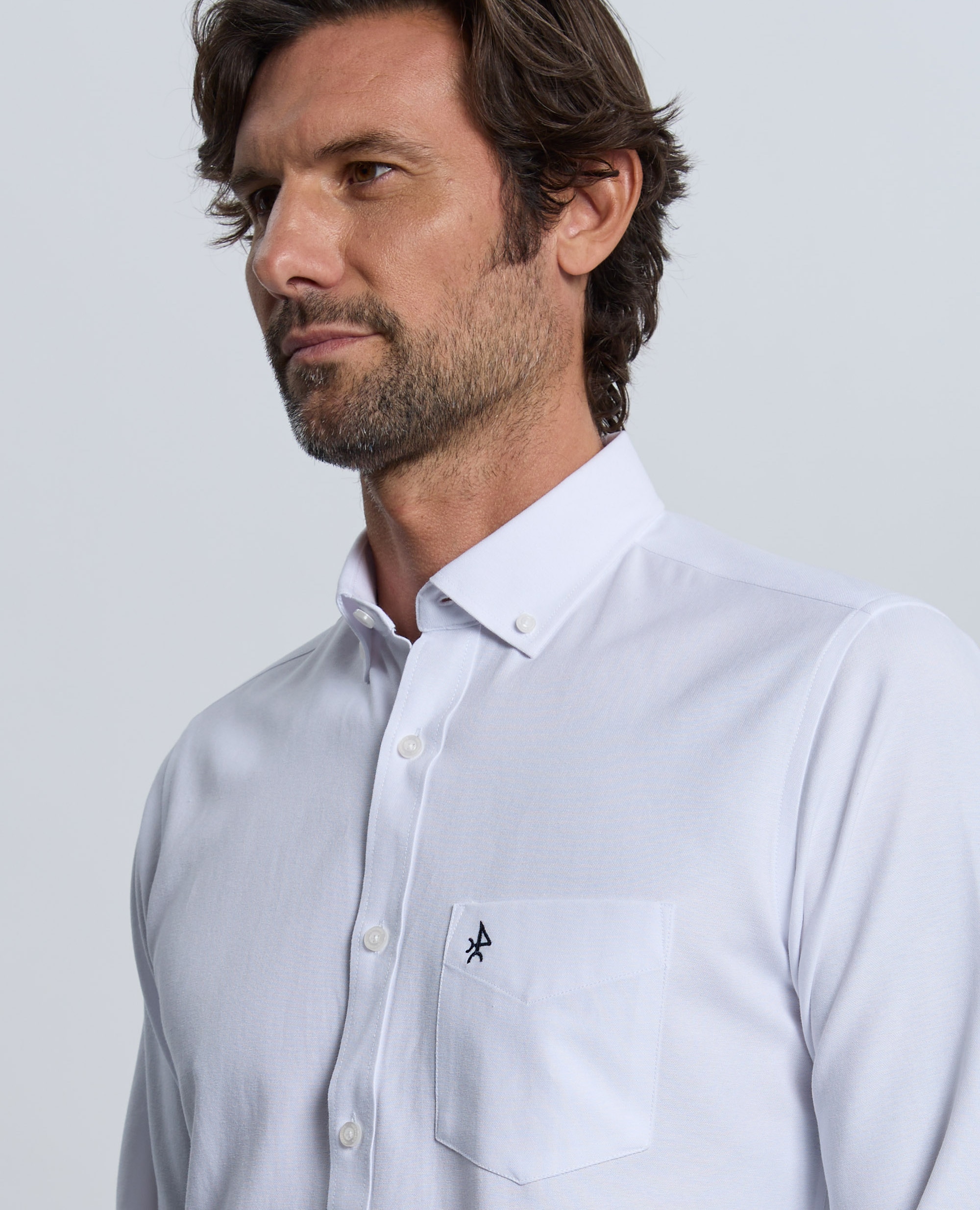 Camisa oxford de hombre corte classic lisa - Valecuatro - Blanco Blanco-3