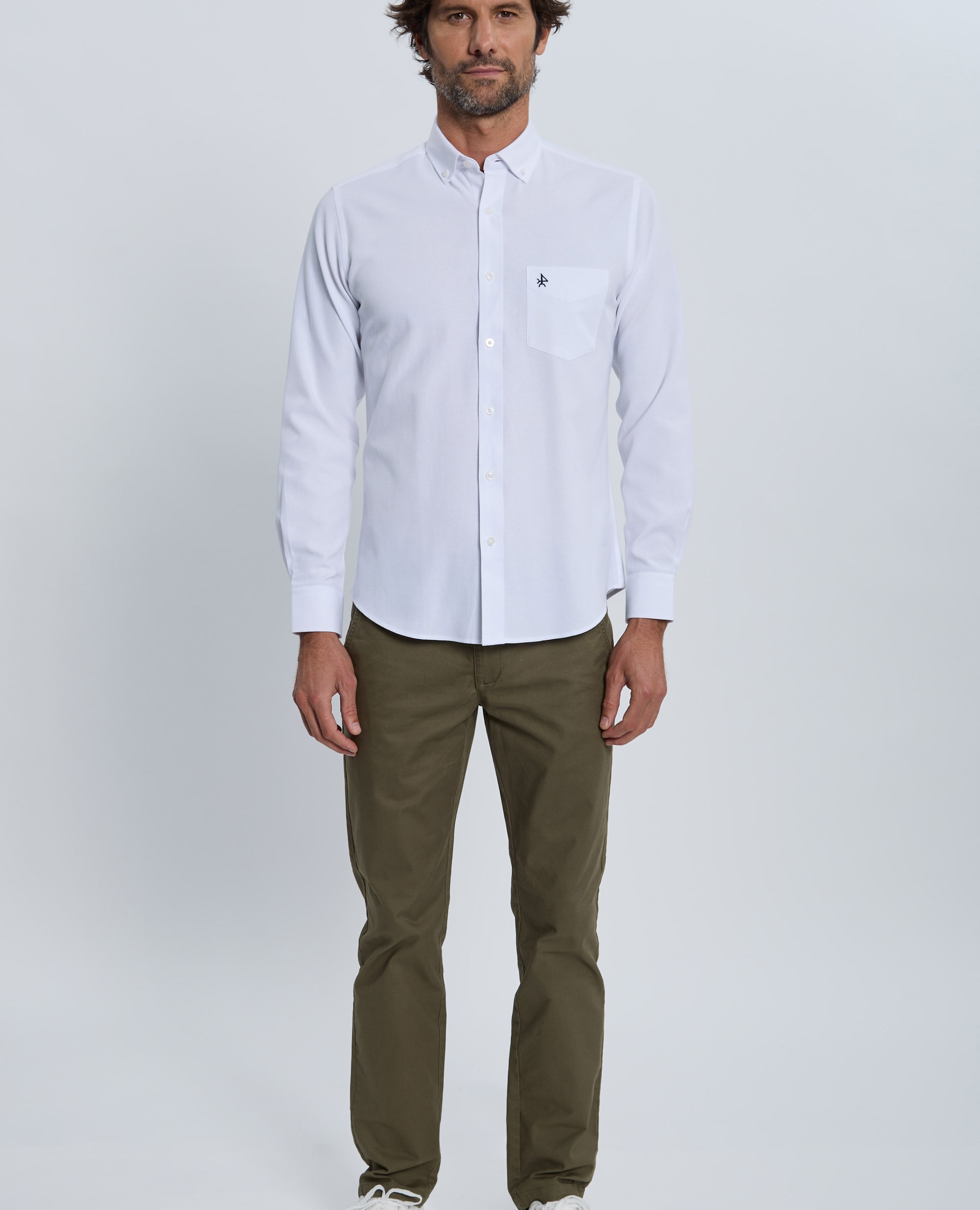 Camisa oxford de hombre corte classic lisa - Valecuatro - Blanco Blanco-4