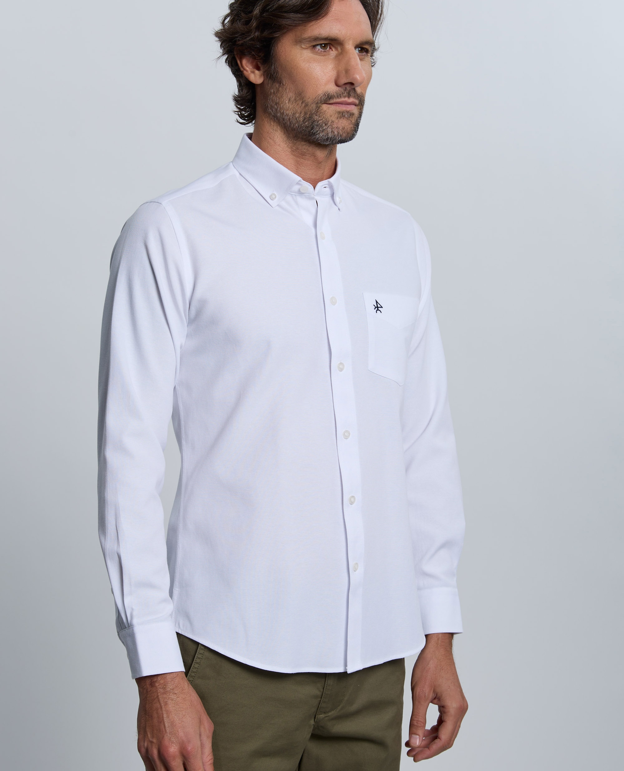 Camisa oxford de hombre corte classic lisa - Valecuatro - Blanco Blanco-5