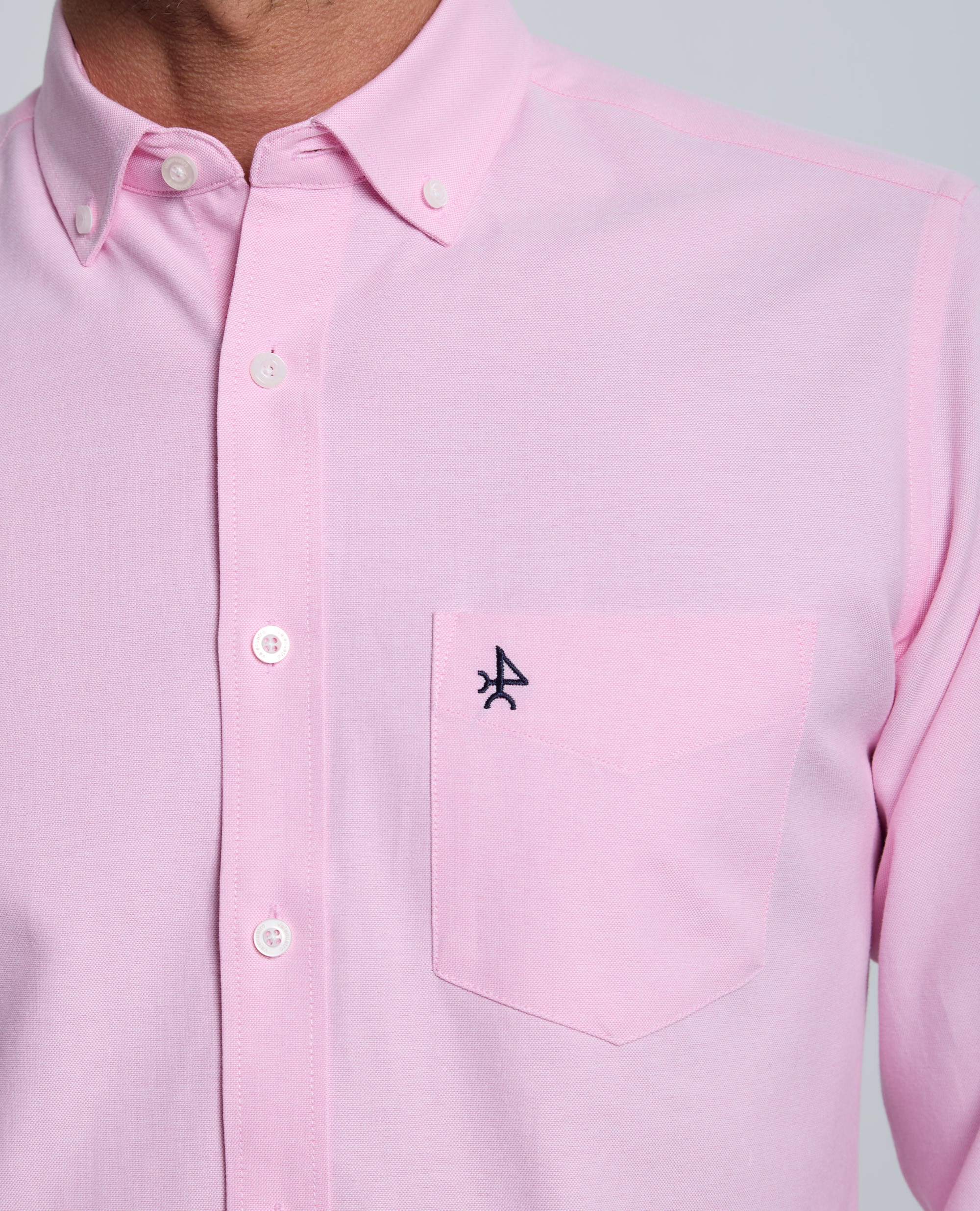 Camisa oxford de hombre corte classic lisa - Valecuatro - Azul claro Rosa claro-6