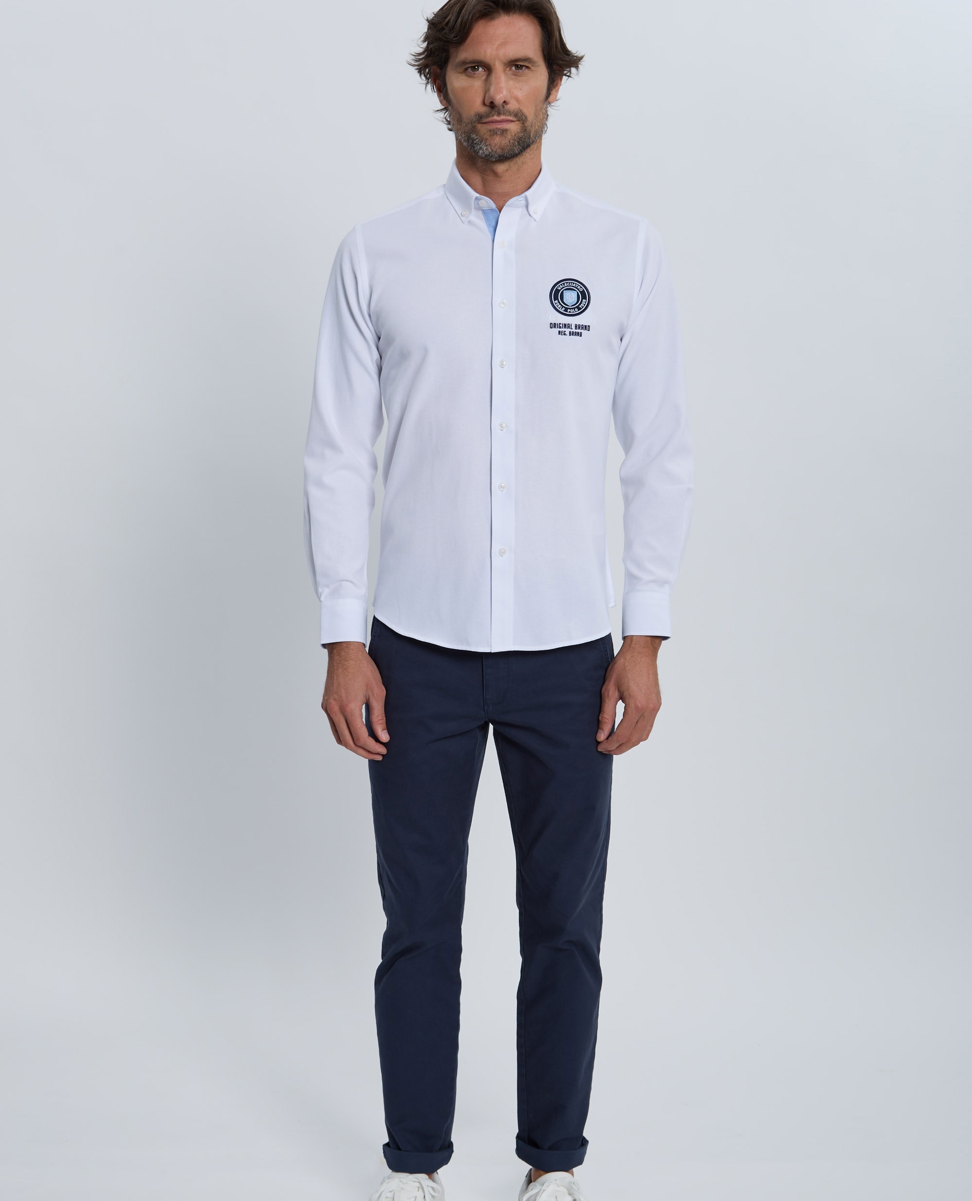 Camisa oxford de hombre corte classic multiestampada - Valecuatro - Blanco Blanco-4