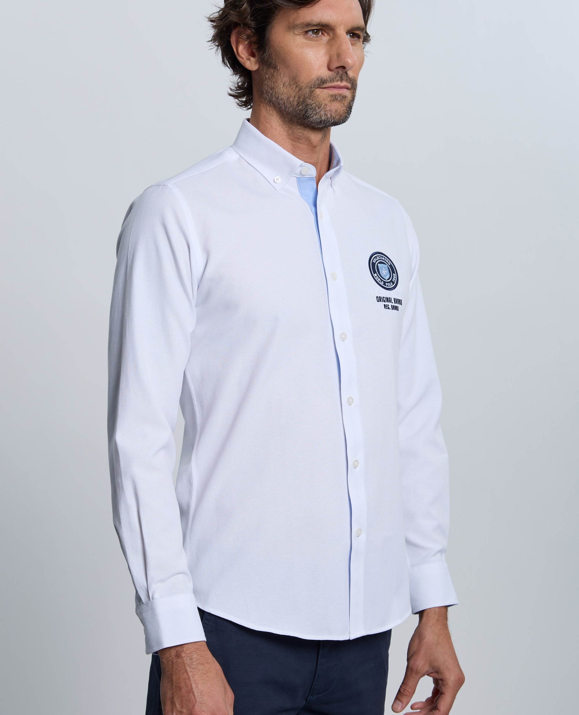 Camisa oxford de hombre corte classic multiestampada - Valecuatro - Blanco Blanco-5