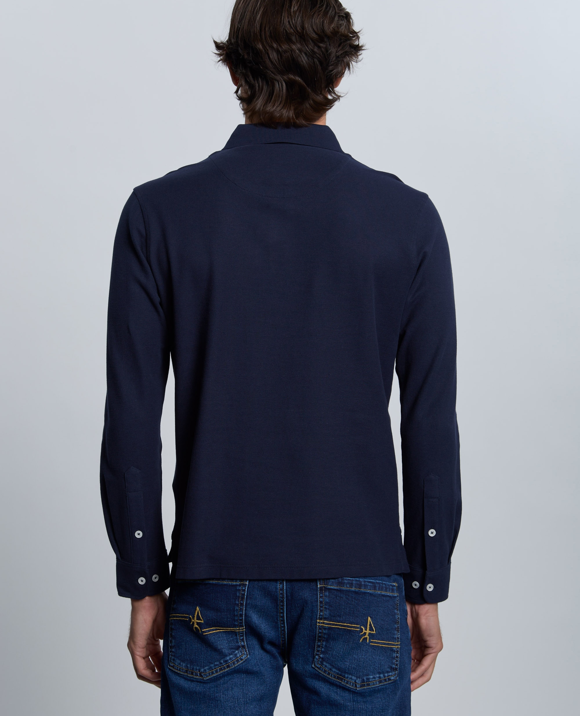Polo de piqué de hombre corte classic manga larga - Valecuatro - Azul marino Azul marino-2