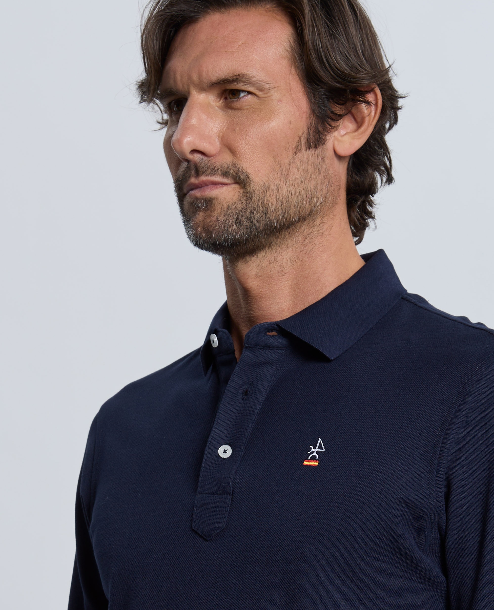 Polo de piqué de hombre corte classic manga larga - Valecuatro - Azul marino Azul marino-3