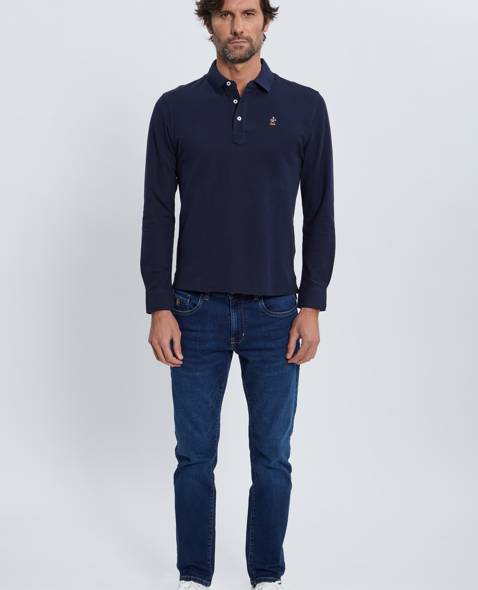 Polo de piqué de hombre corte classic manga larga - Valecuatro - Azul marino Azul marino-4