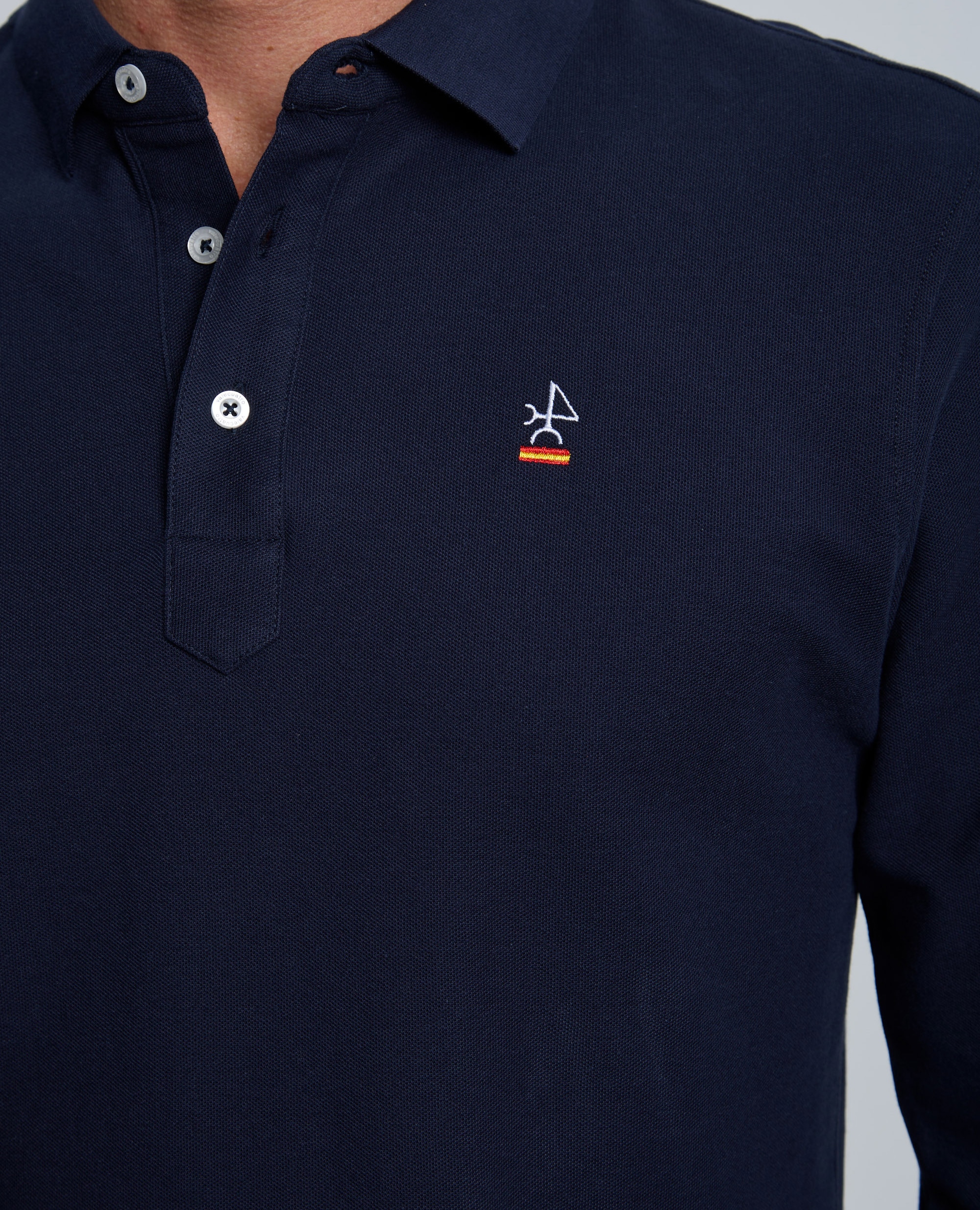 Polo de piqué de hombre corte classic manga larga - Valecuatro - Azul marino Azul marino-5