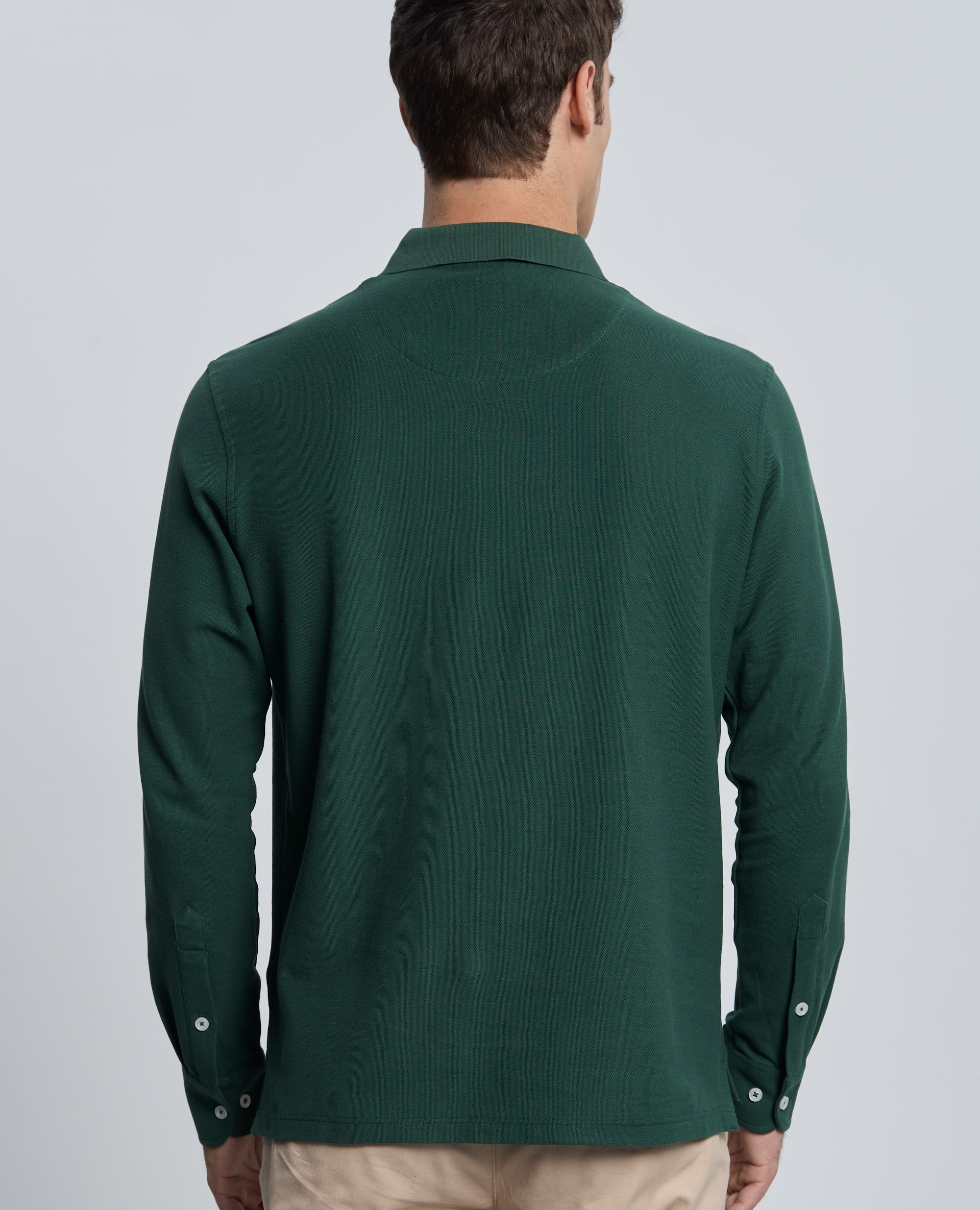 Polo de piqué de hombre corte classic manga larga - Valecuatro - Verde oscuro Verde oscuro-2