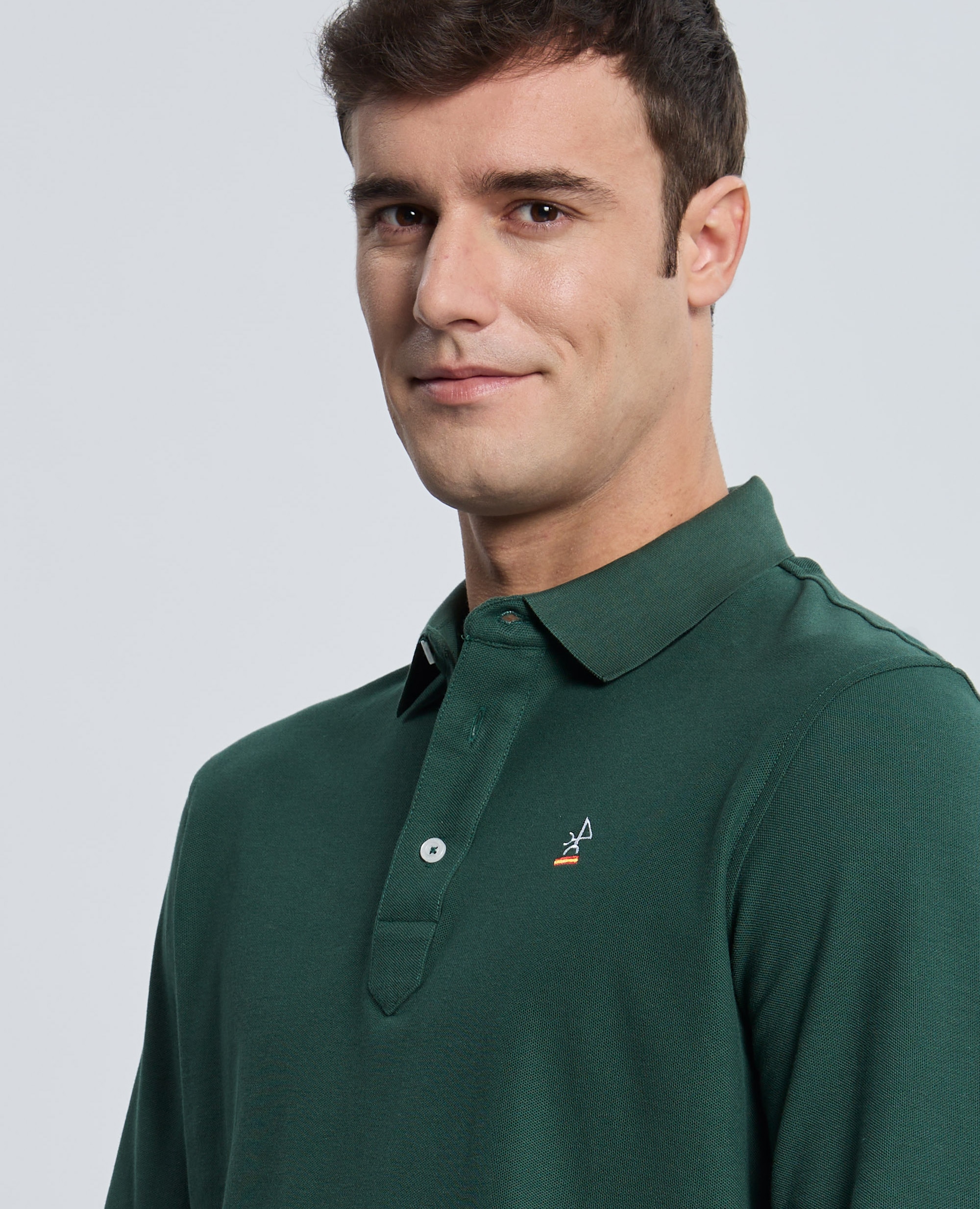 Polo de piqué de hombre corte classic manga larga - Valecuatro - Verde oscuro Verde oscuro-3