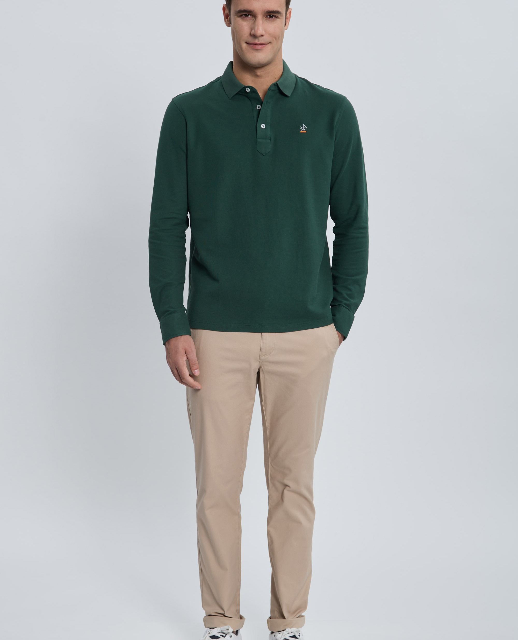 Polo de piqué de hombre corte classic manga larga - Valecuatro - Verde oscuro Verde oscuro-4