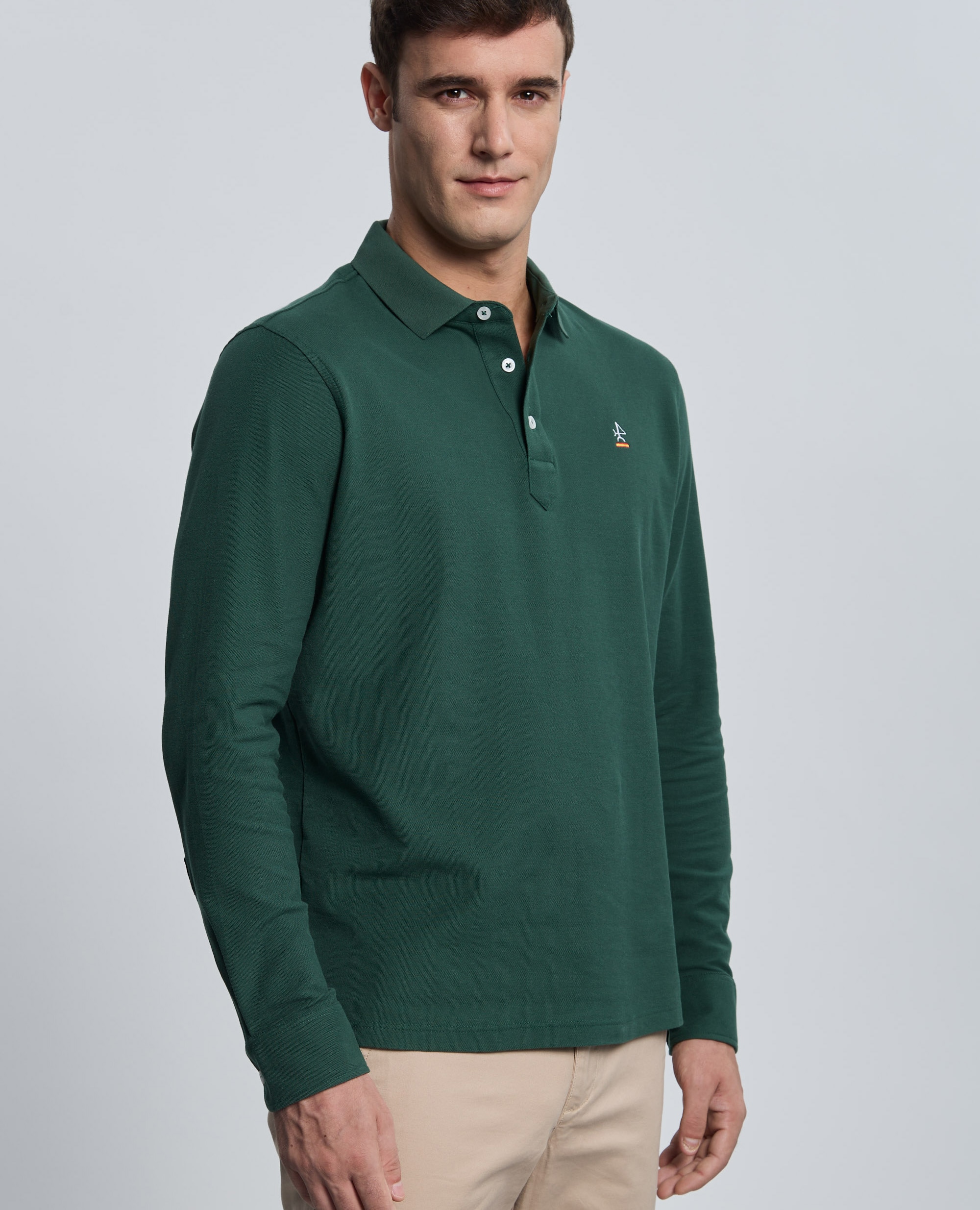 Polo de piqué de hombre corte classic manga larga - Valecuatro - Verde oscuro Verde oscuro-5