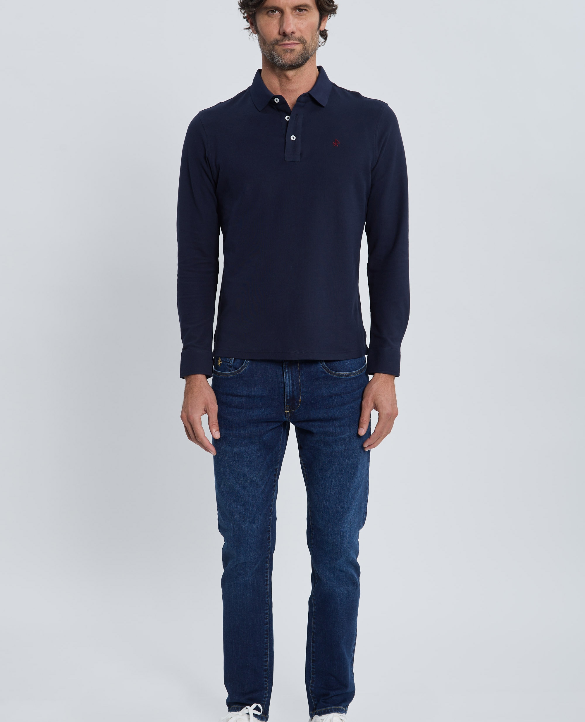 Polo de piqué de hombre corte classic manga larga - Valecuatro - Azul marino Azul marino-4
