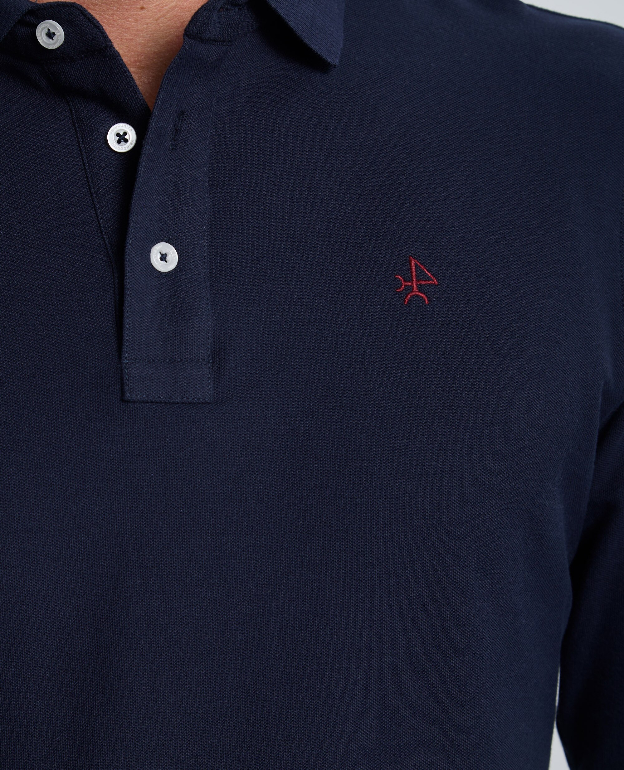 Polo de piqué de hombre corte classic manga larga - Valecuatro - Azul marino Azul marino-6