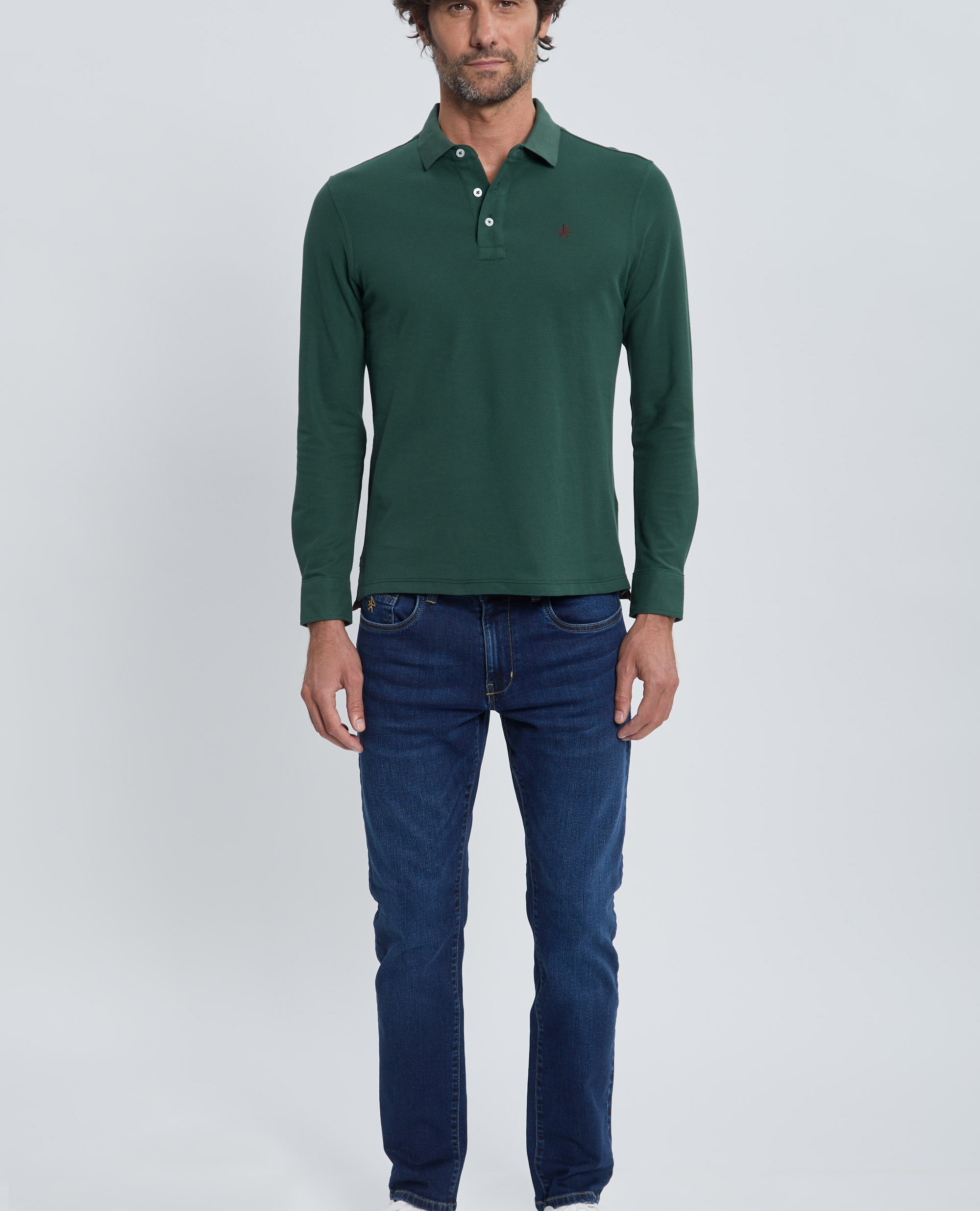 Polo de piqué de hombre corte classic manga larga - Valecuatro - Verde oscuro Verde oscuro-6