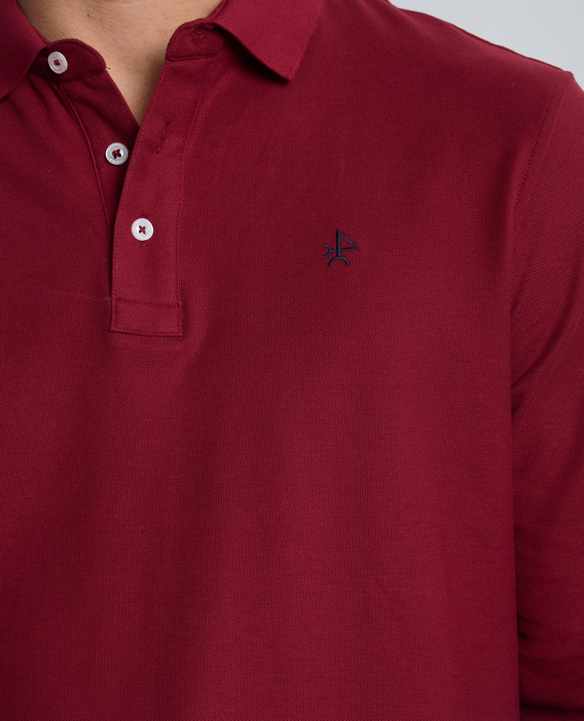 Polo de piqué de hombre corte classic manga larga - Valecuatro - Burdeos Burdeos-3