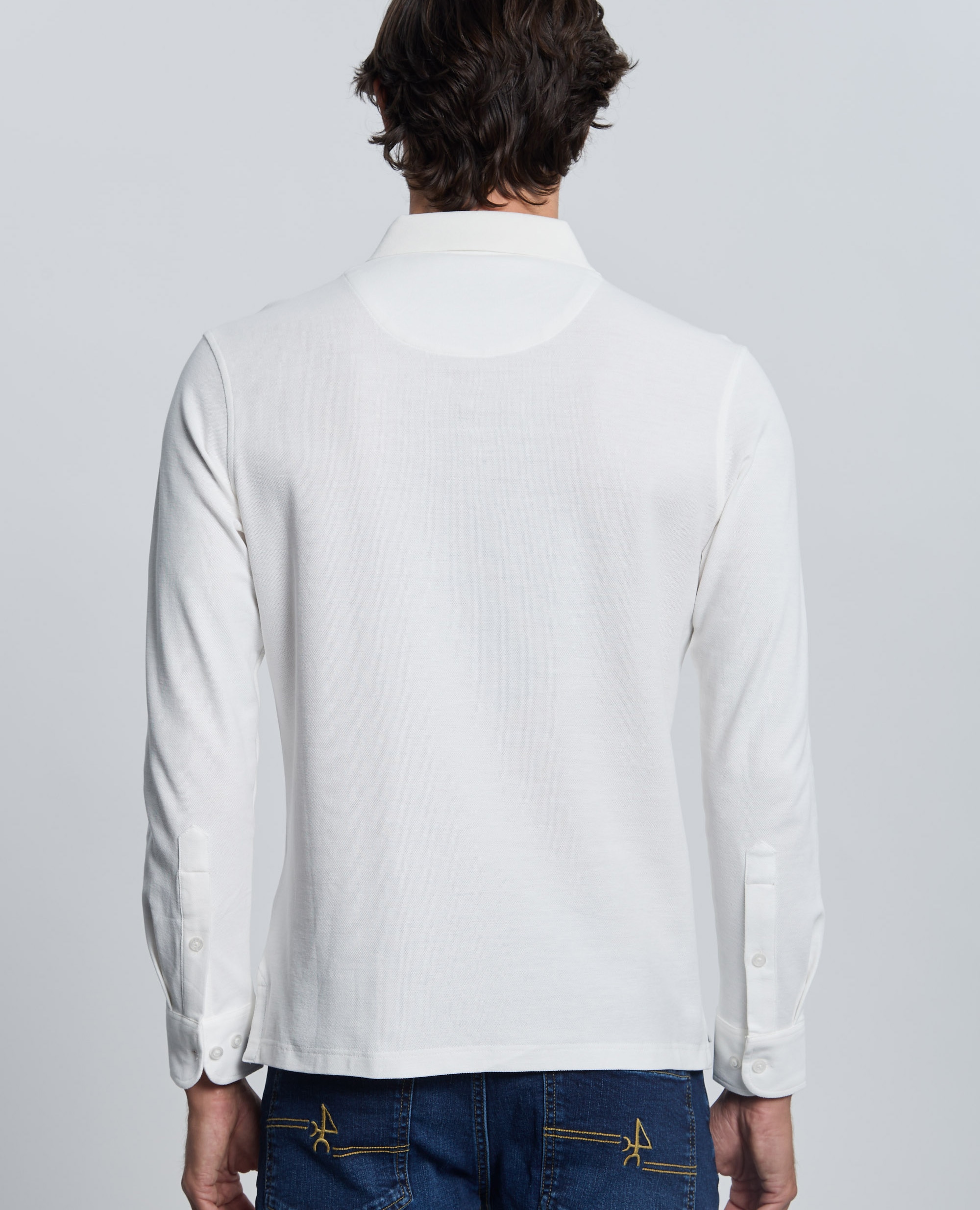 Polo de piqué de hombre corte classic manga larga - Valecuatro - Blanco roto Blanco roto-2