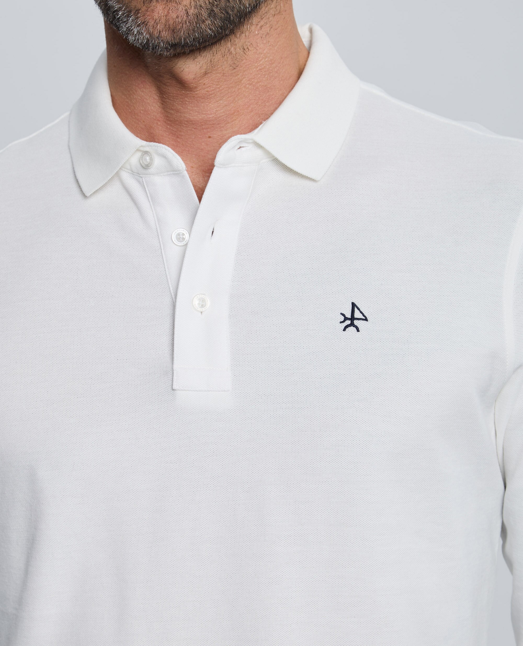 Polo de piqué de hombre corte classic manga larga - Valecuatro - Blanco roto Blanco roto-6
