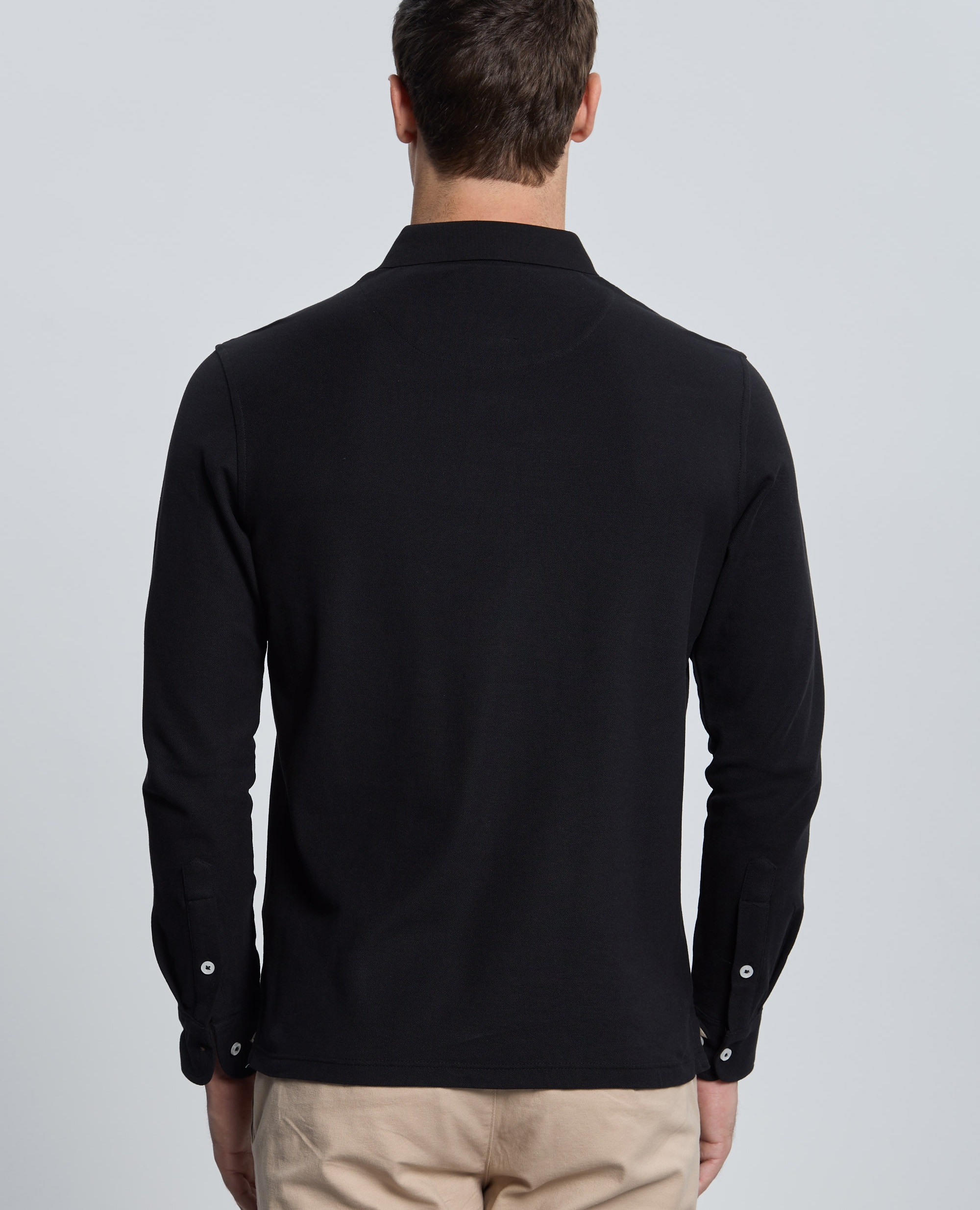 Polo de piqué de hombre corte classic manga larga - Valecuatro - Negro Negro-2