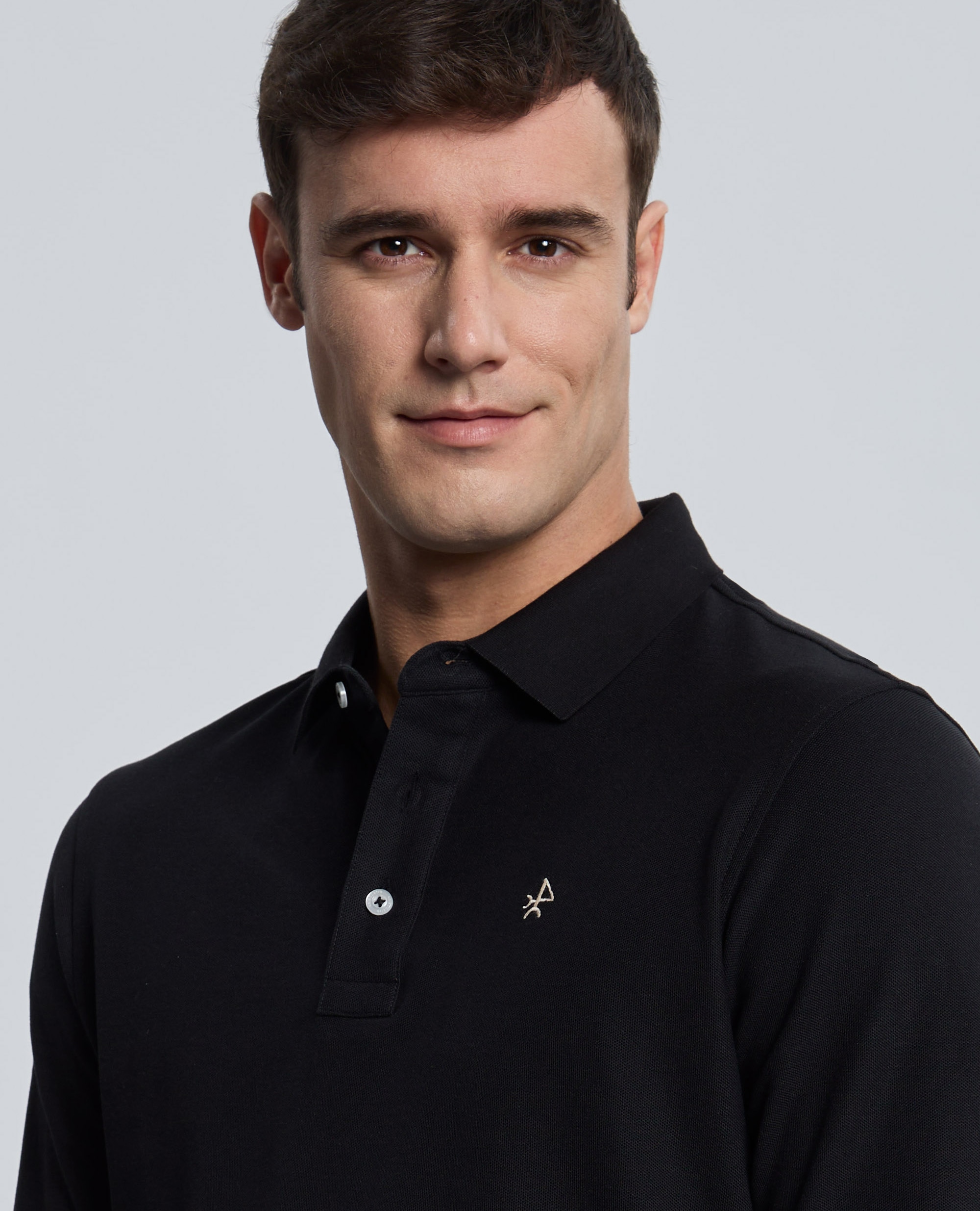 Polo de piqué de hombre corte classic manga larga - Valecuatro - Negro Negro-3