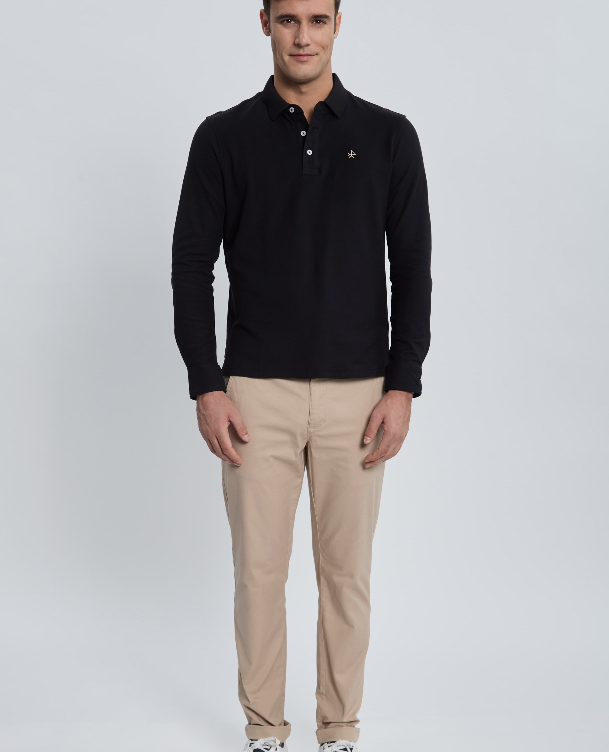 Polo de piqué de hombre corte classic manga larga - Valecuatro - Negro Negro-4