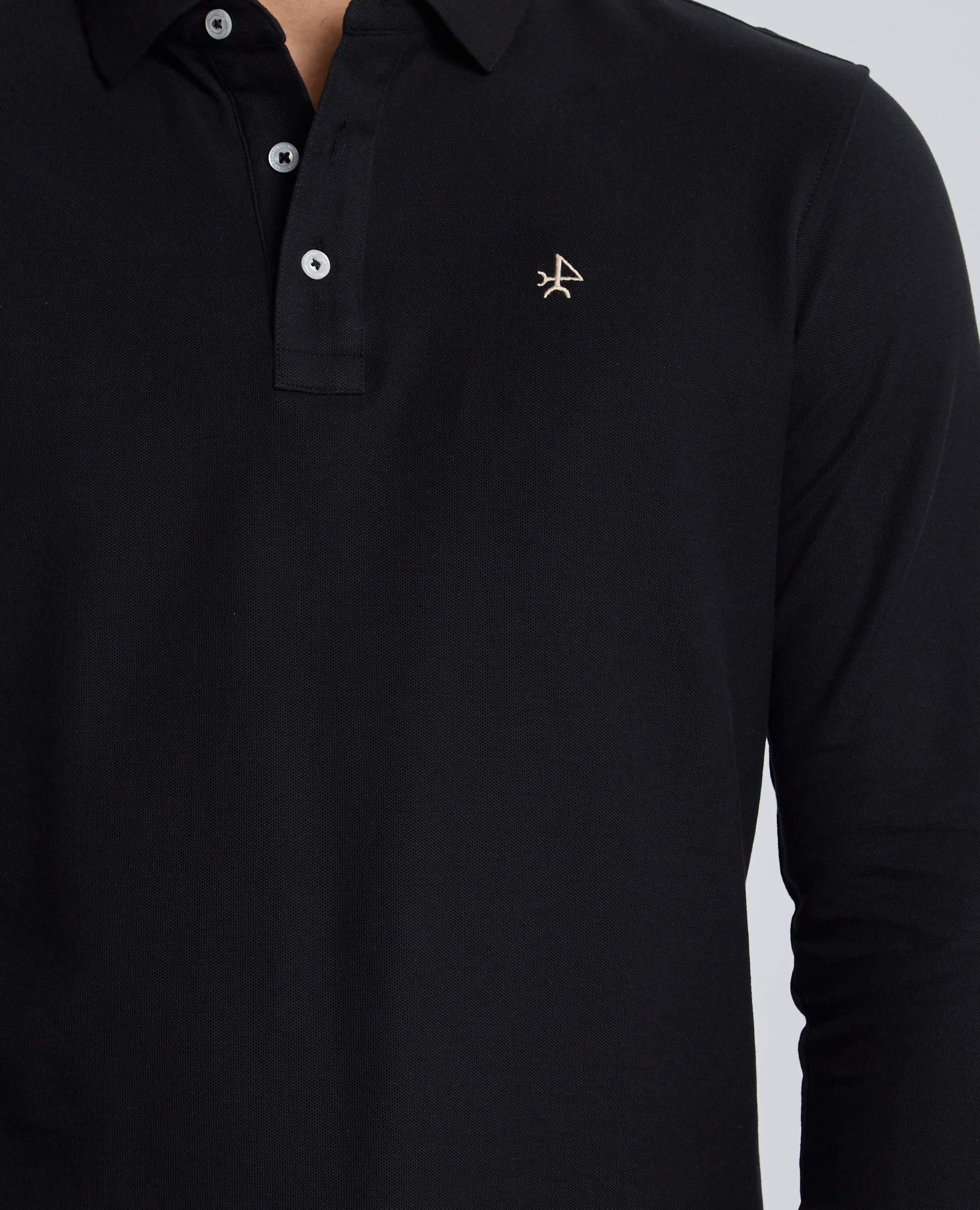 Polo de piqué de hombre corte classic manga larga - Valecuatro - Negro Negro-5