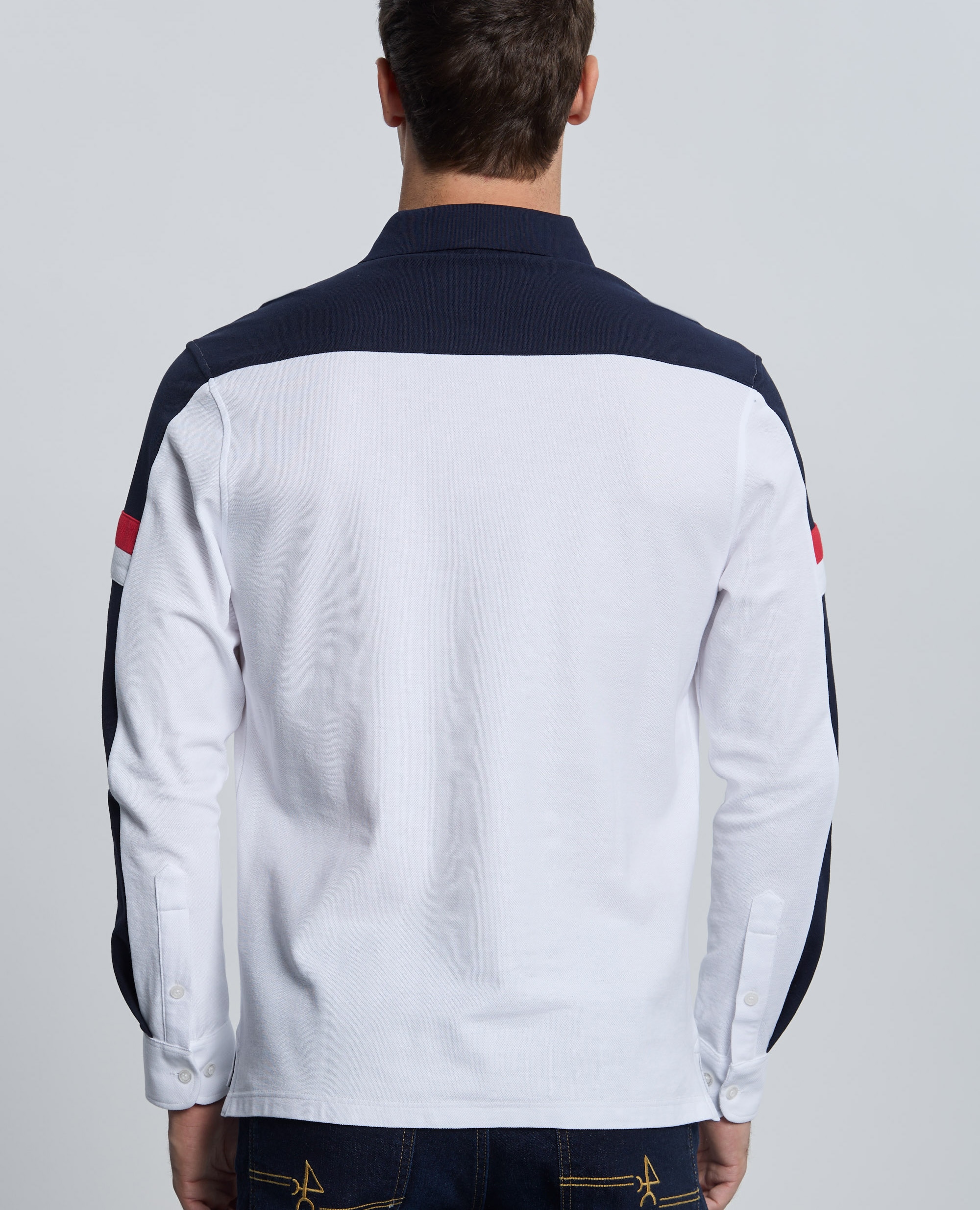 Polo de piqué de hombre corte classic manga larga multiestampado - Valecuatro - Blanco Blanco-2