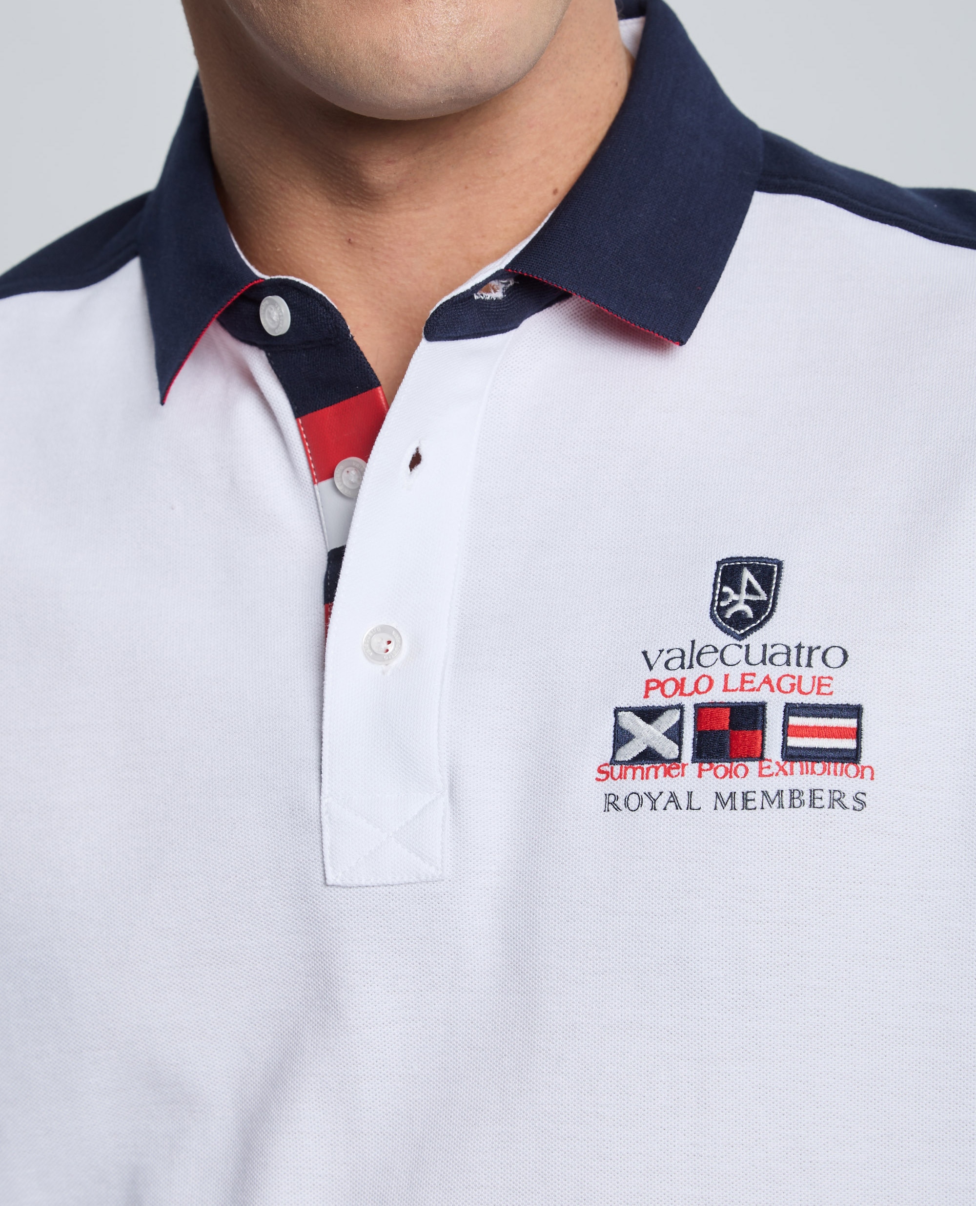 Polo de piqué de hombre corte classic manga larga multiestampado - Valecuatro - Blanco Blanco-6