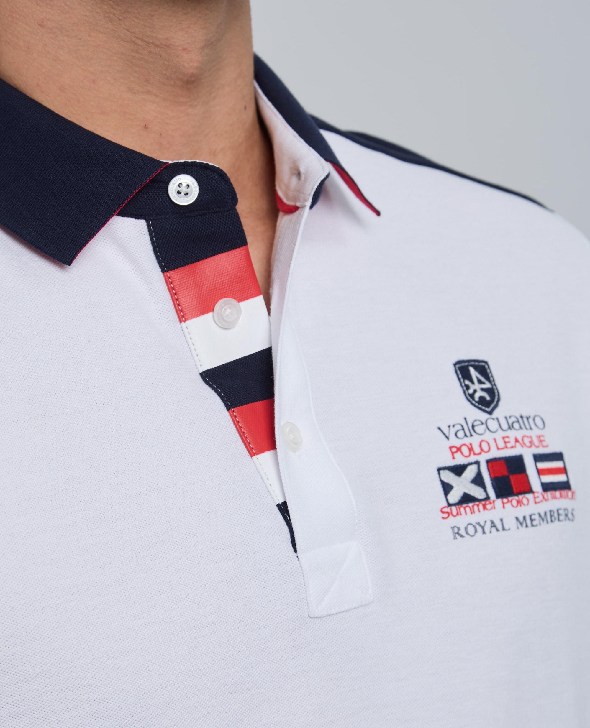 Polo de piqué de hombre corte classic manga larga multiestampado - Valecuatro - Blanco Blanco-7