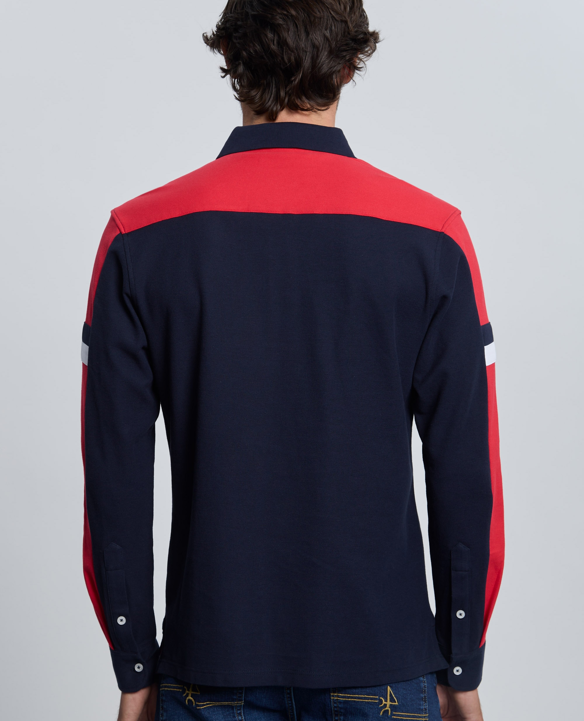 Polo de piqué de hombre corte classic manga larga multiestampado - Valecuatro - Azul marino Azul marino-2