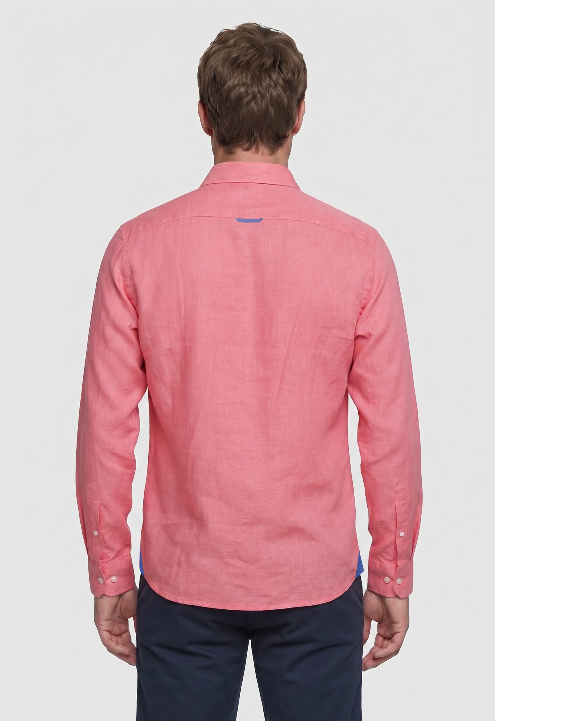 Imagen 2 de Camisa lino de hombre corte classic lisa - Valecuatro - Coral Coral