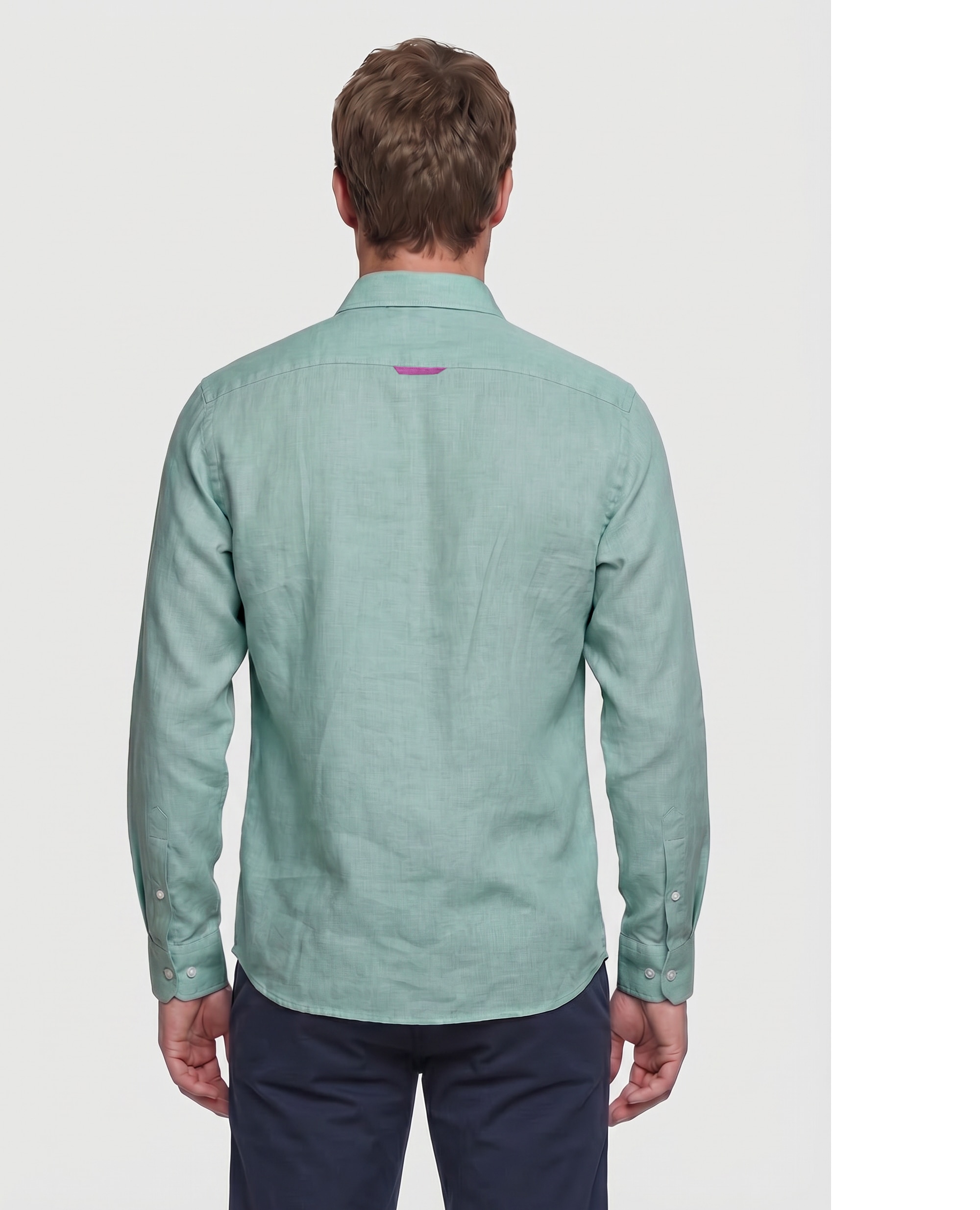 Imagen 2 de Camisa lino de hombre corte classic lisa - Valecuatro - Verde Verde