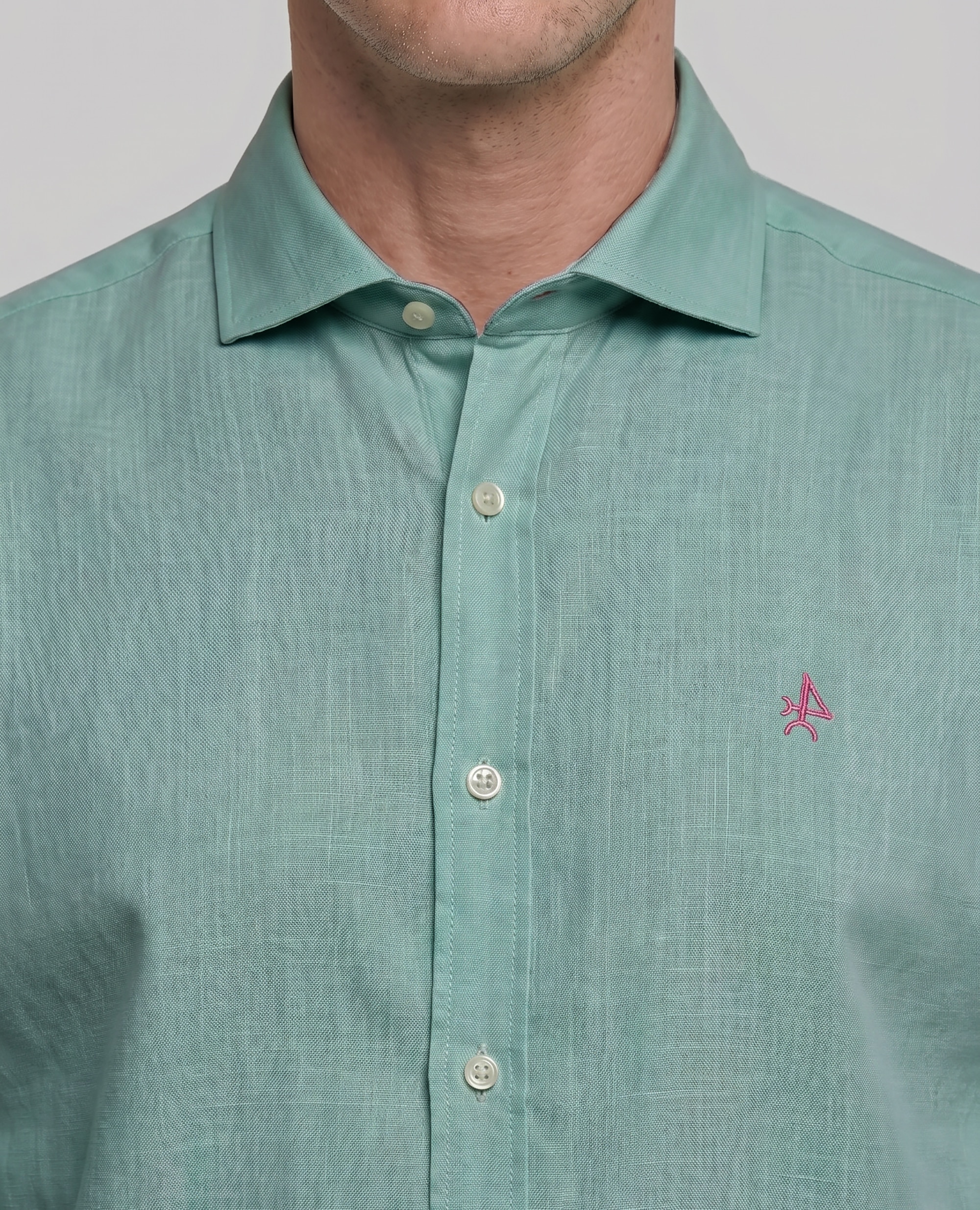 Imagen 3 de Camisa lino de hombre corte classic lisa - Valecuatro - Verde Verde