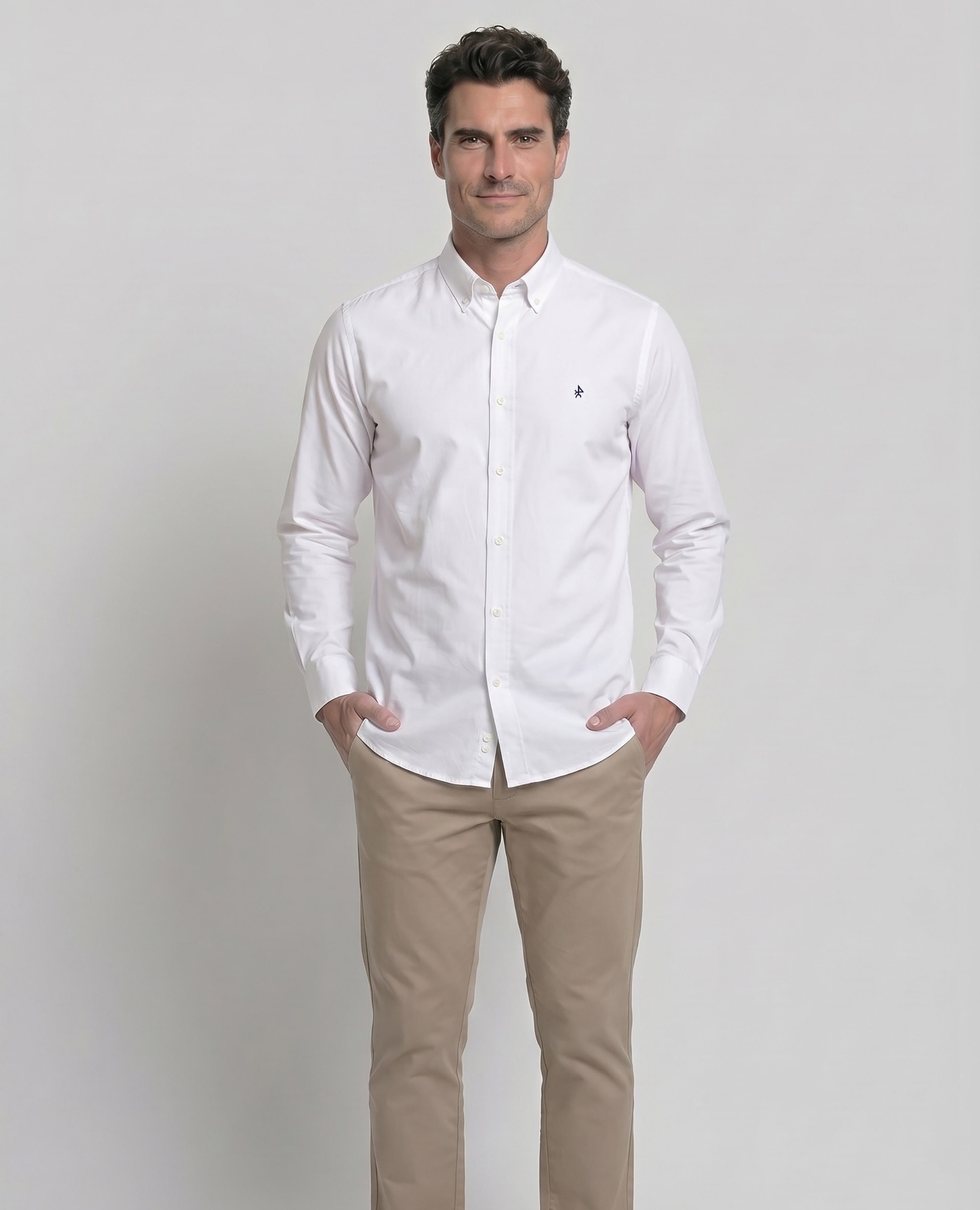 Camisa popelín de hombre corte classic lisa - Valecuatro - Blanco Blanco-4