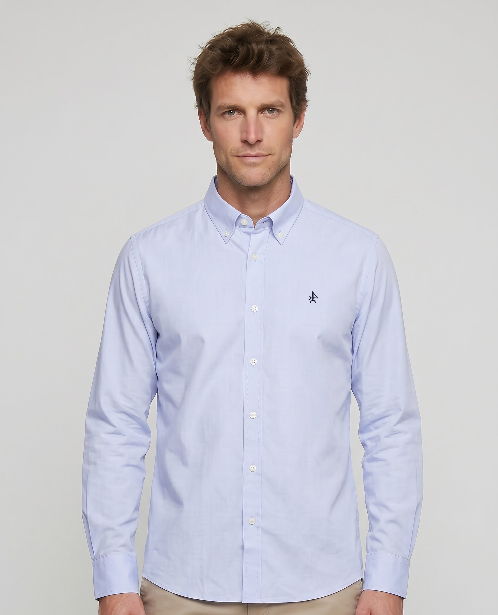 Imagen 0 de Camisa popelín de hombre corte classic lisa Azul celeste