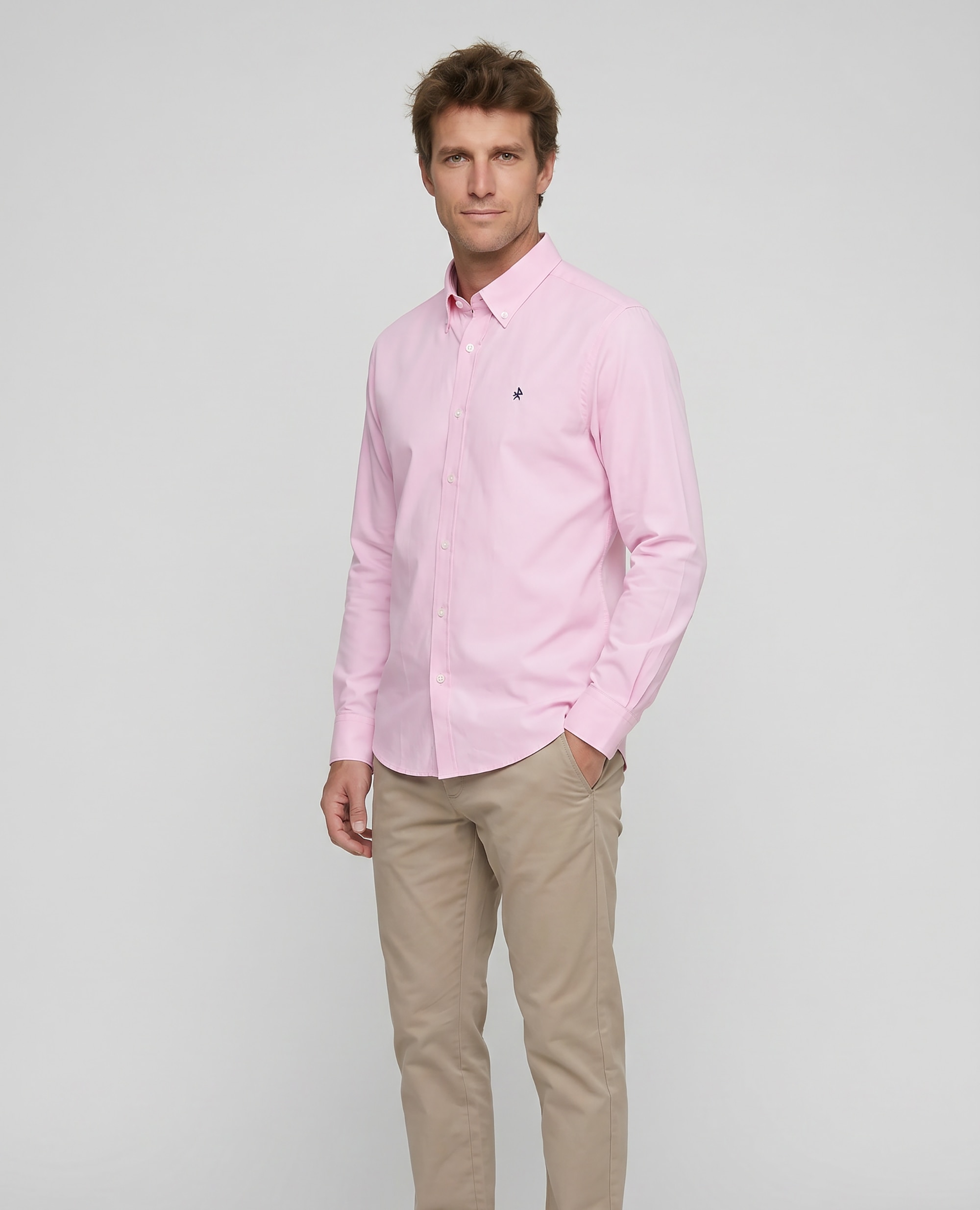Camisa popelín de hombre corte classic lisa - Valecuatro - Rosa Rosa-4