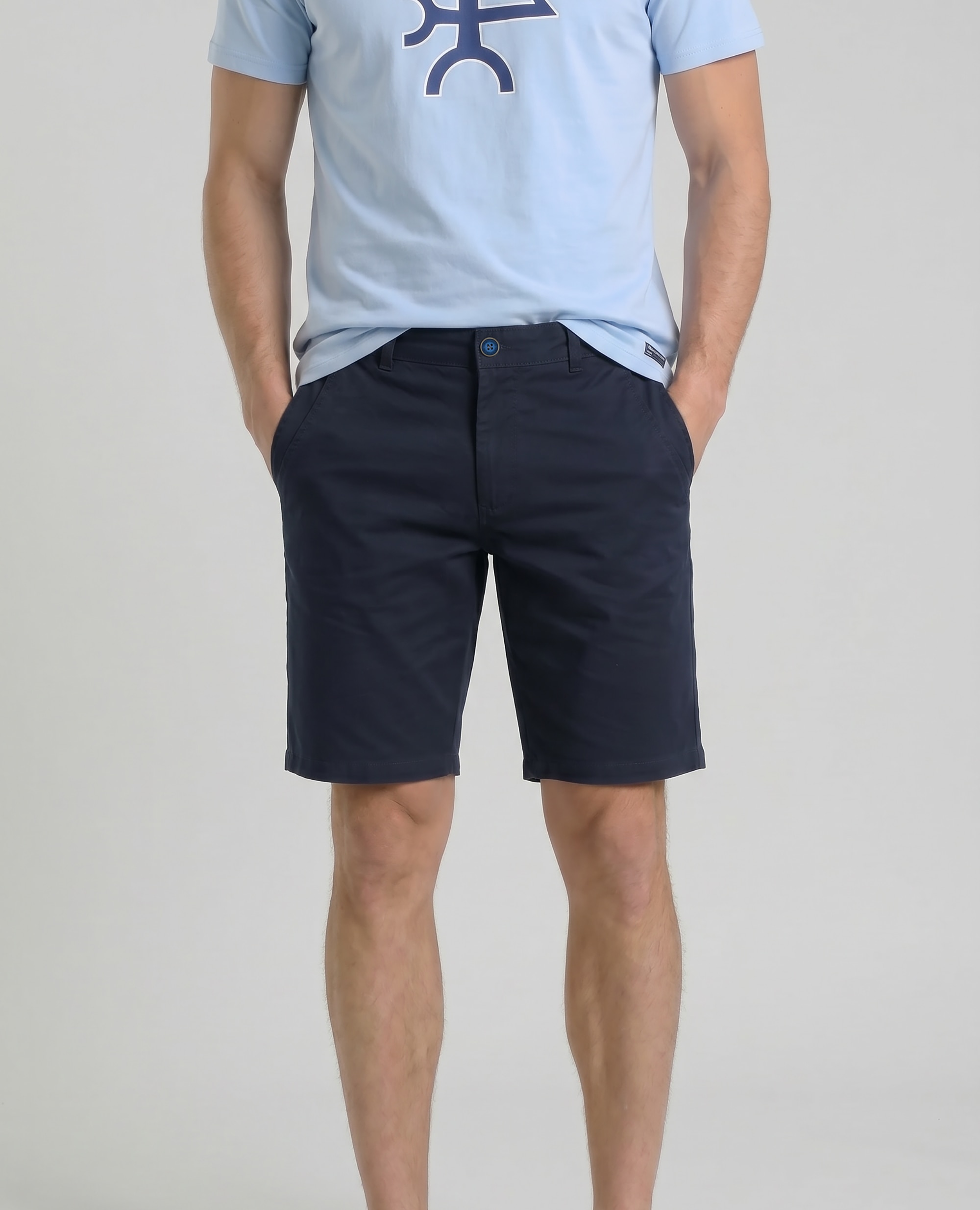 Pantalón corto chino de hombre liso - Valecuatro - Azul marino Azul marino-2