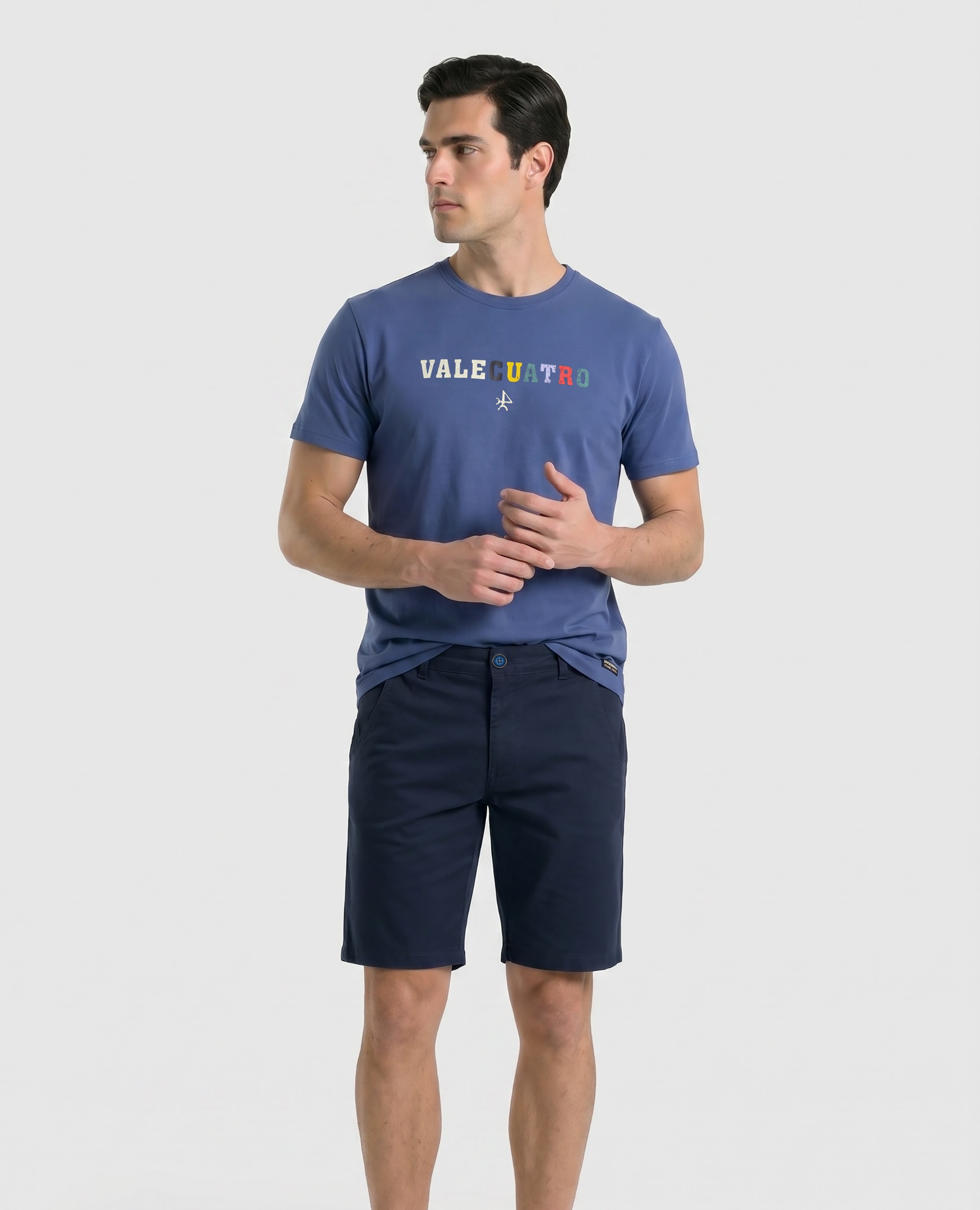 Imagen 0 de Pantalón corto chino de hombre liso Azul marino