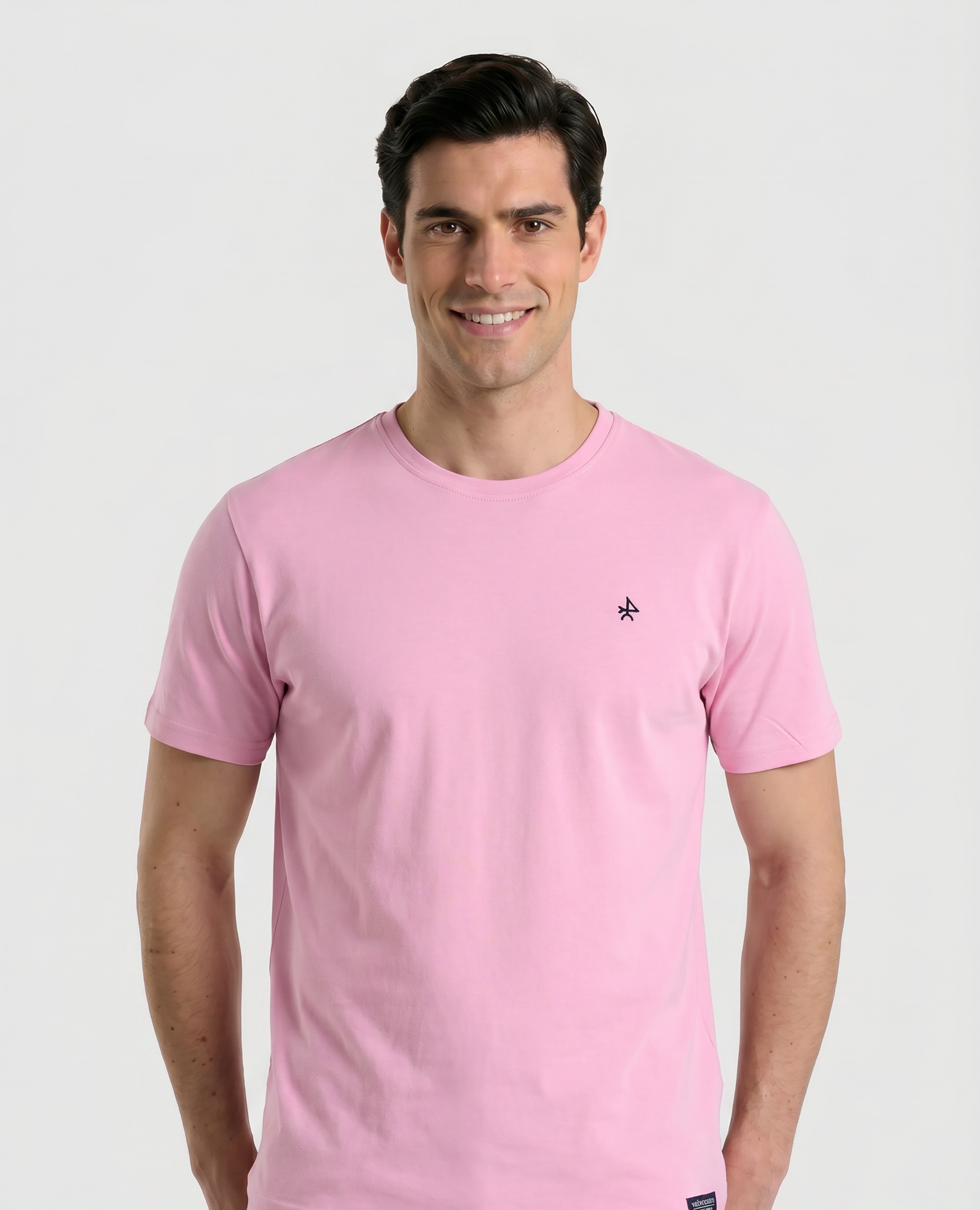 Imagen 0 de Camiseta de hombre clásica manga corta lisa Rosa