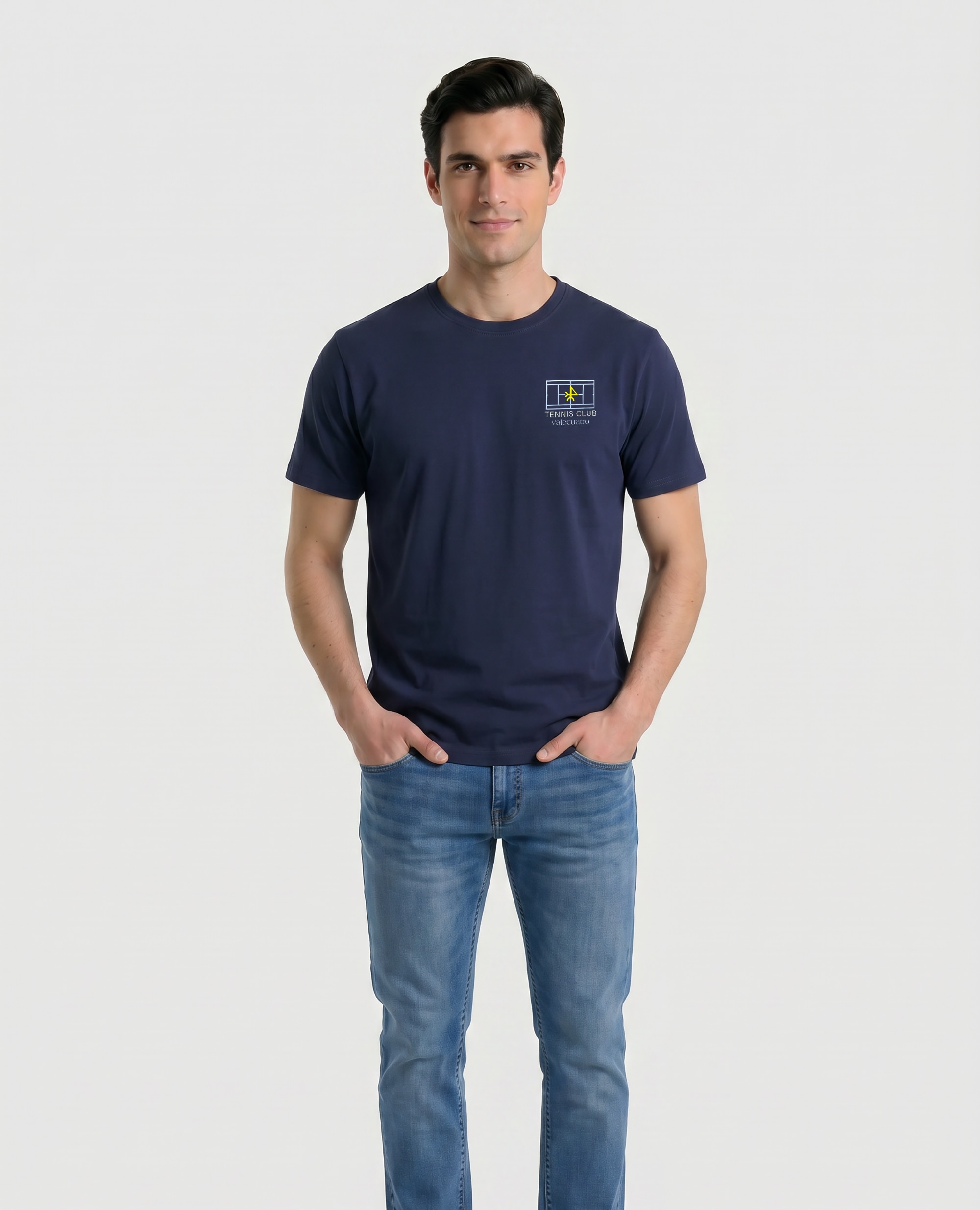 Camiseta de hombre clásica manga corta estampada - Valecuatro - Azul marino Azul marino-4
