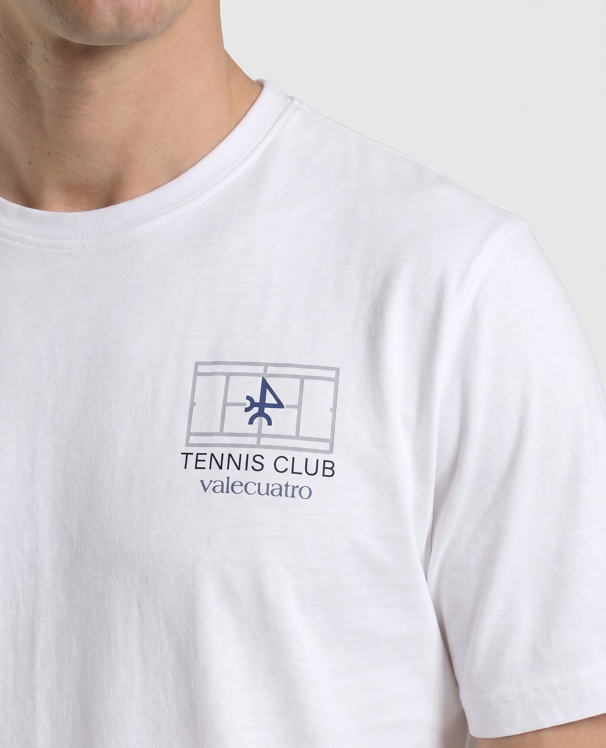 Camiseta de hombre clásica manga corta estampada - Valecuatro - Blanco Blanco-3