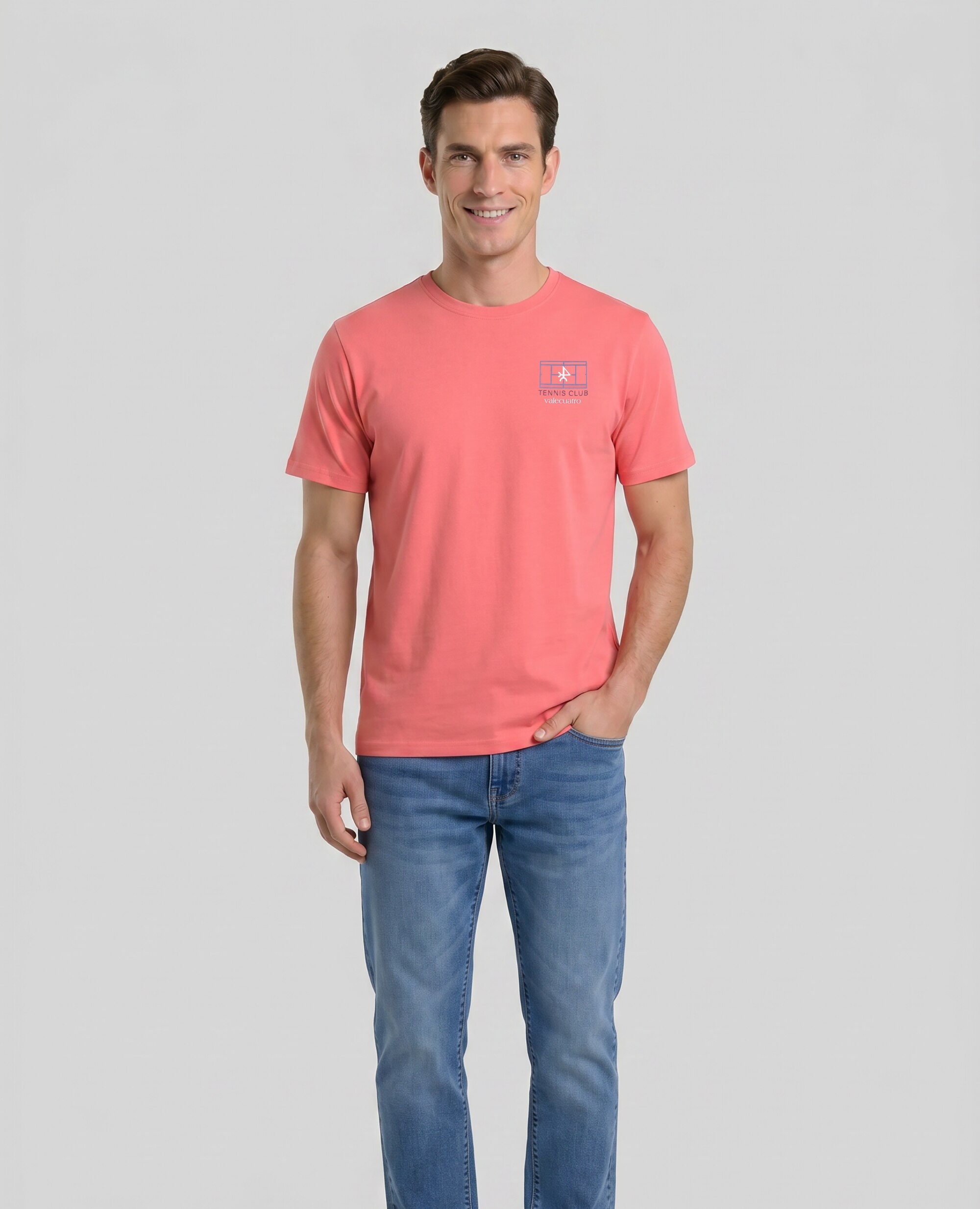 Camiseta de hombre clásica manga corta estampada - Valecuatro - Coral Coral-4