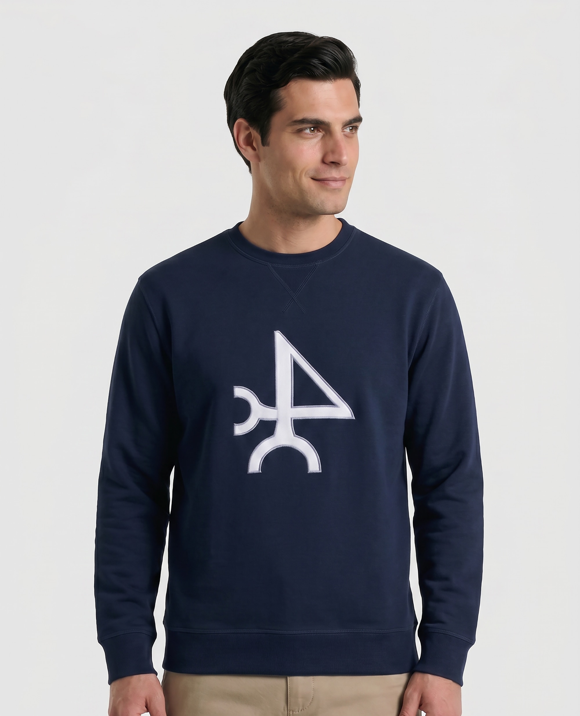 Sudadera de hombre sin capucha con cuello redondo estampada - Valecuatro - Azul marino Azul marino-1