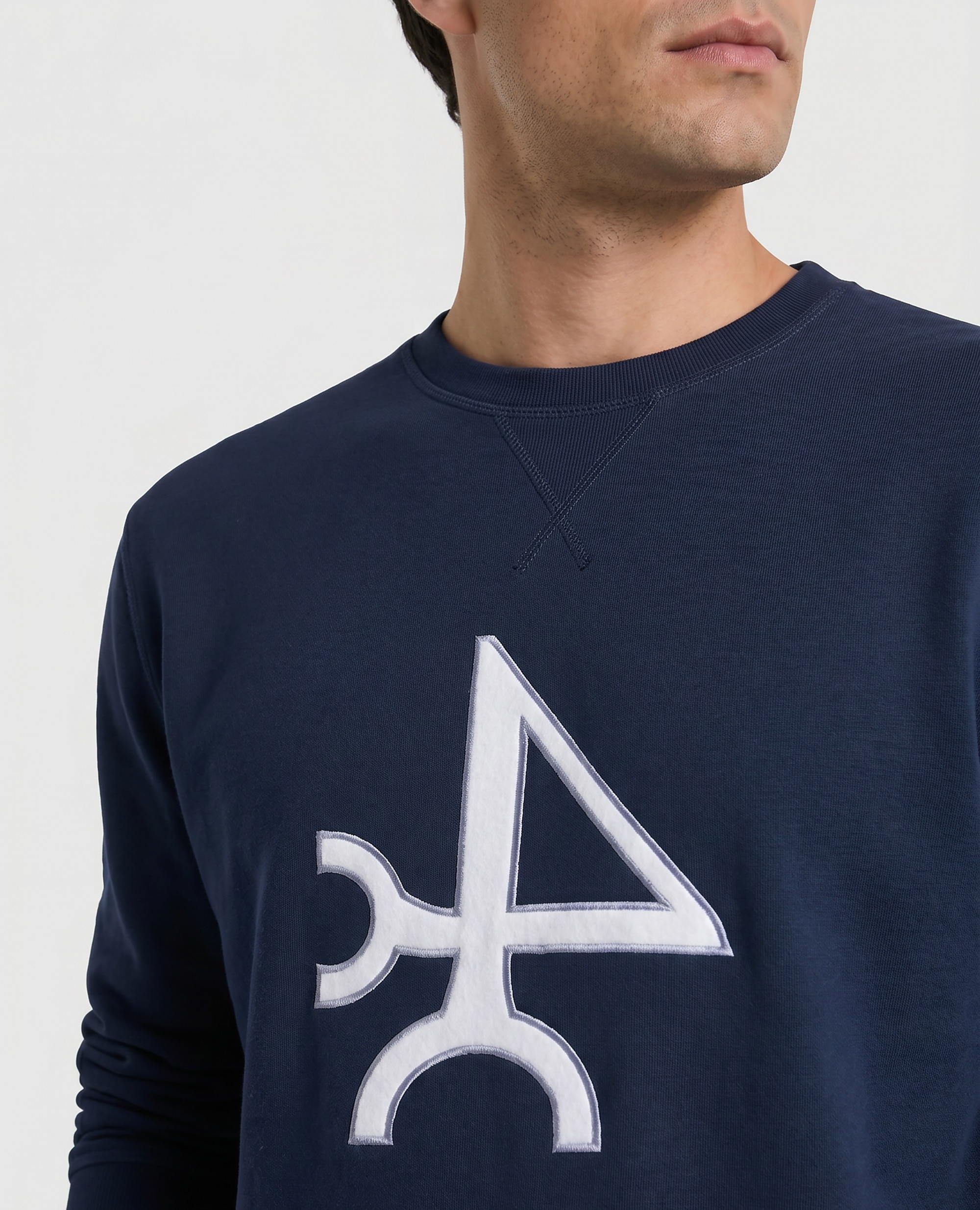 Sudadera de hombre sin capucha con cuello redondo estampada - Valecuatro - Azul marino Azul marino-3