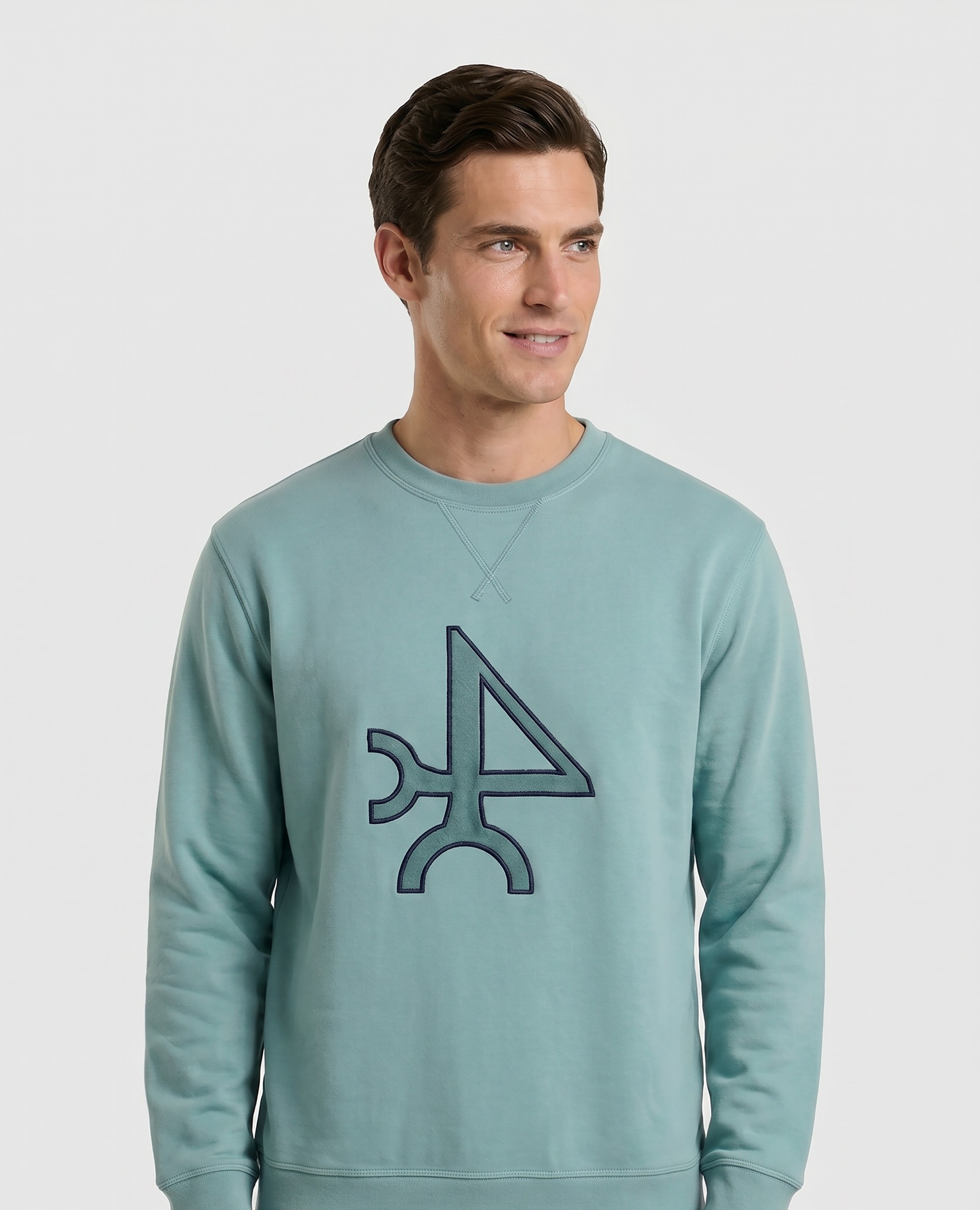 Imagen 0 de Sudadera de hombre sin capucha con cuello redondo estampada Verde