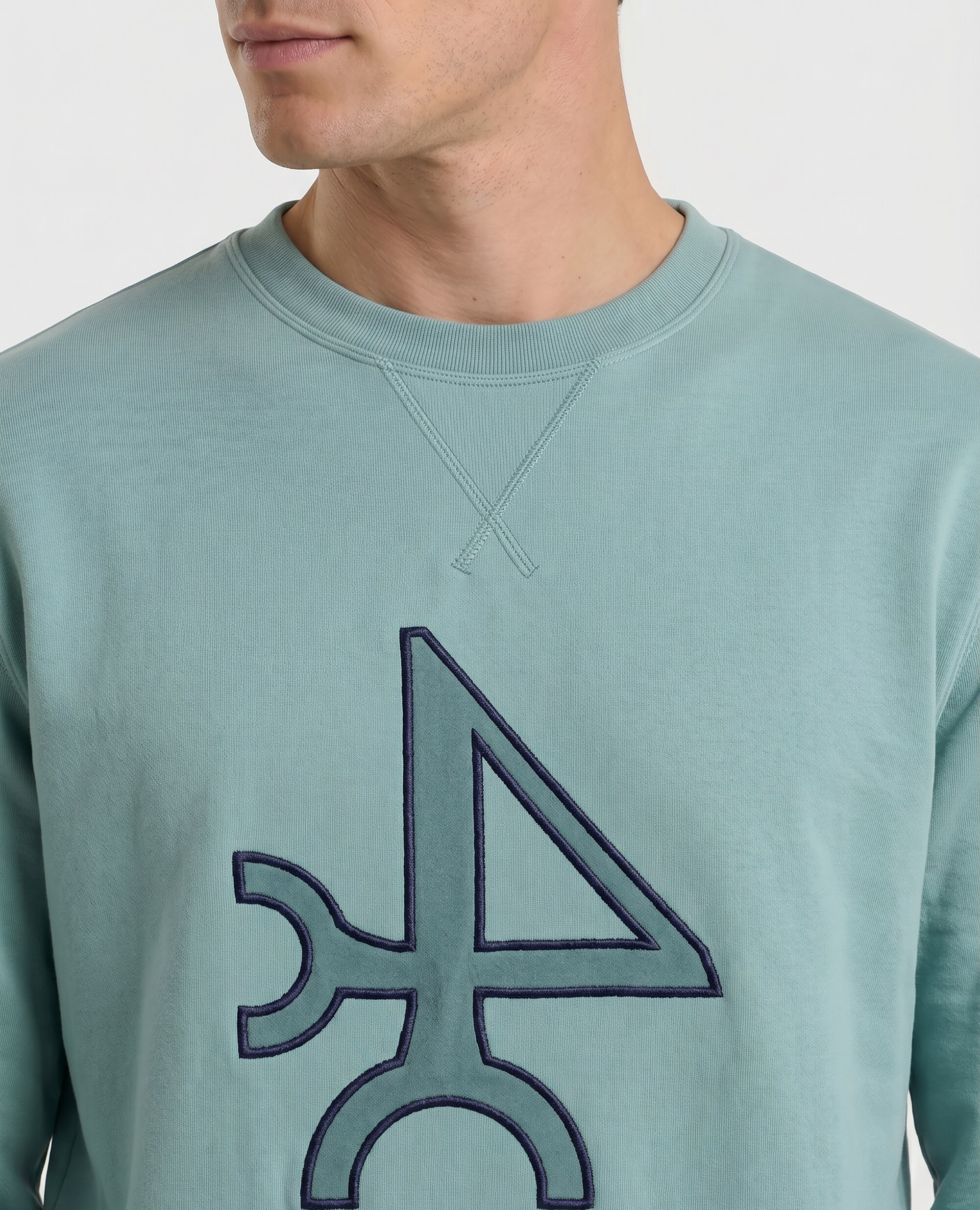Sudadera de hombre sin capucha con cuello redondo estampada - Valecuatro - Verde Verde-3