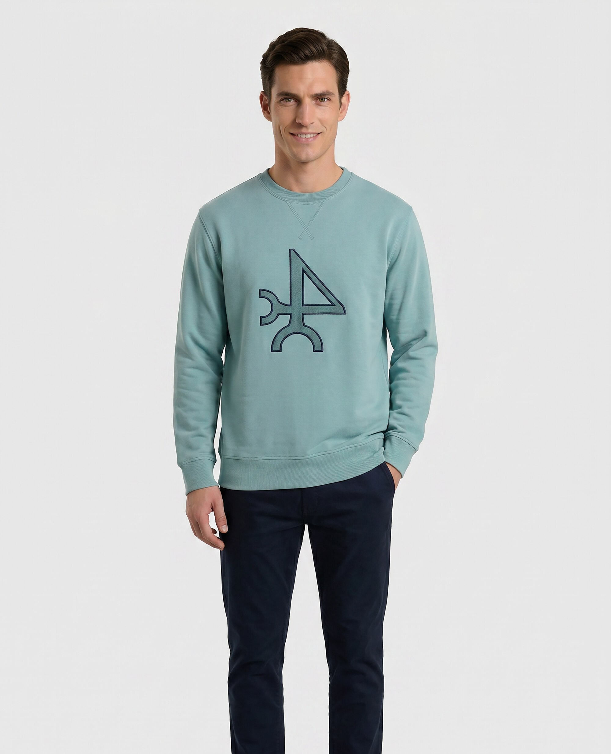 Sudadera de hombre sin capucha con cuello redondo estampada - Valecuatro - Verde Verde-4