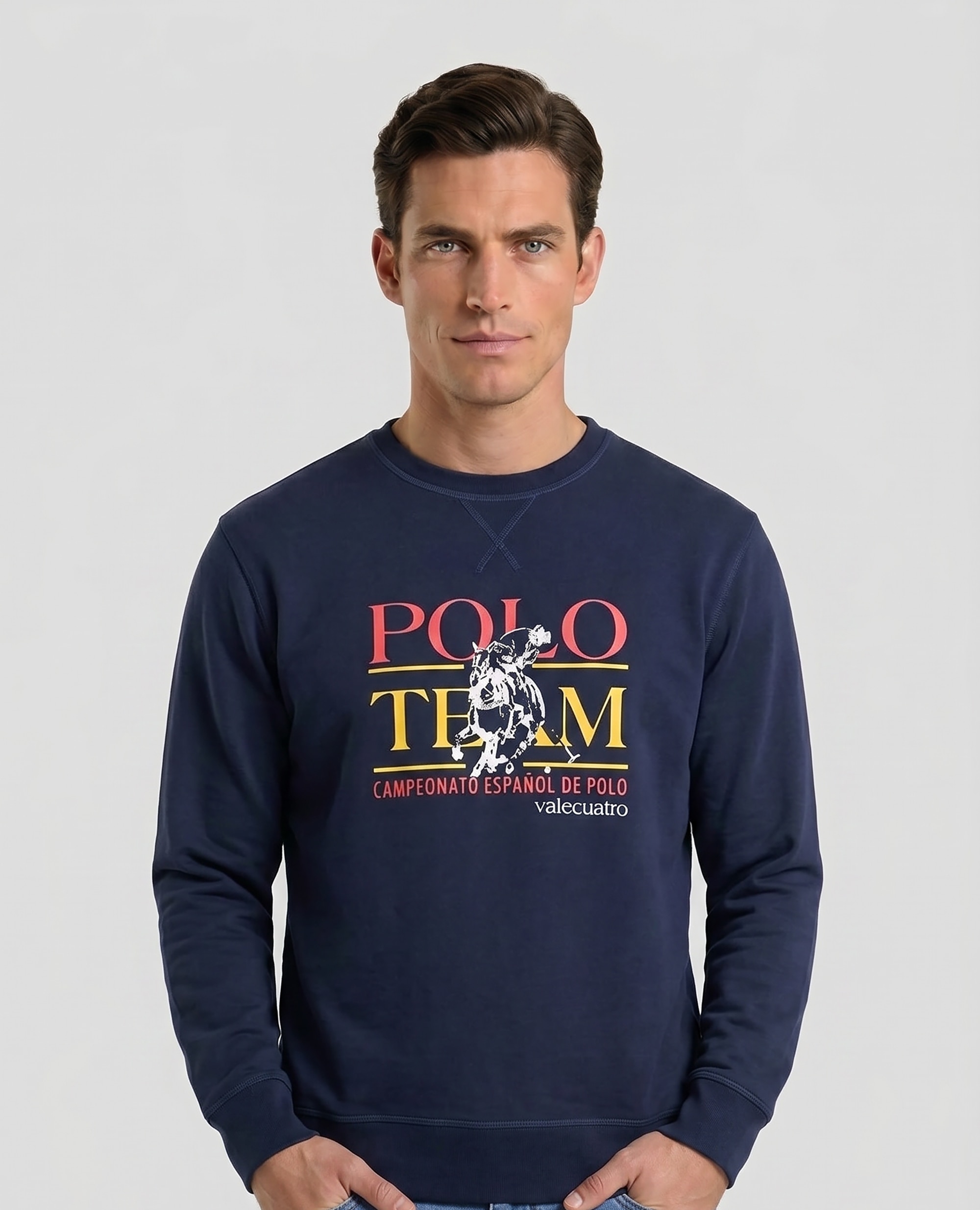 Imagen 0 de Sudadera de hombre sin capucha estampada azul marino Azul marino